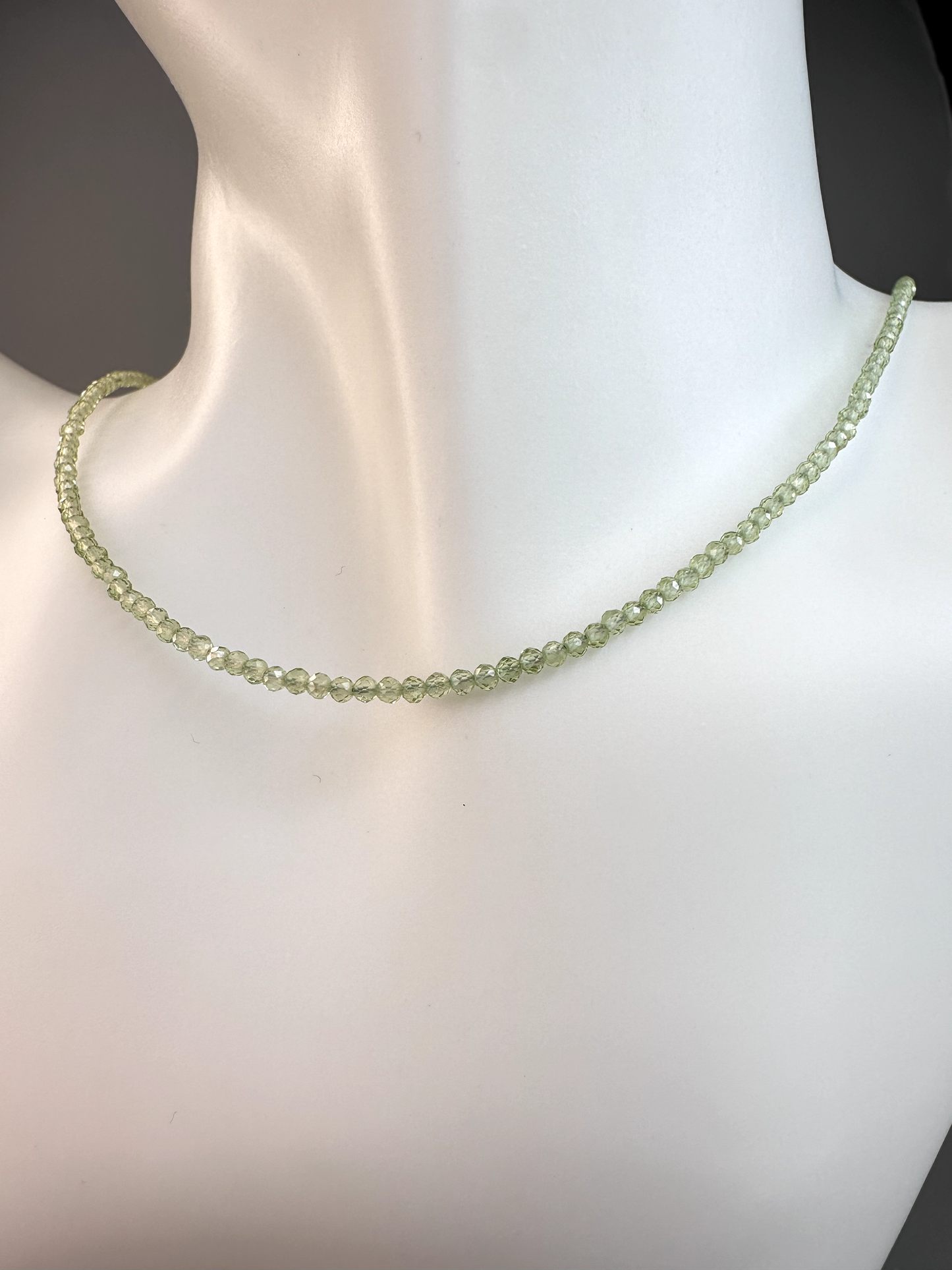 Peridot Faceted Micro Beaded Choker | Sterling Silver