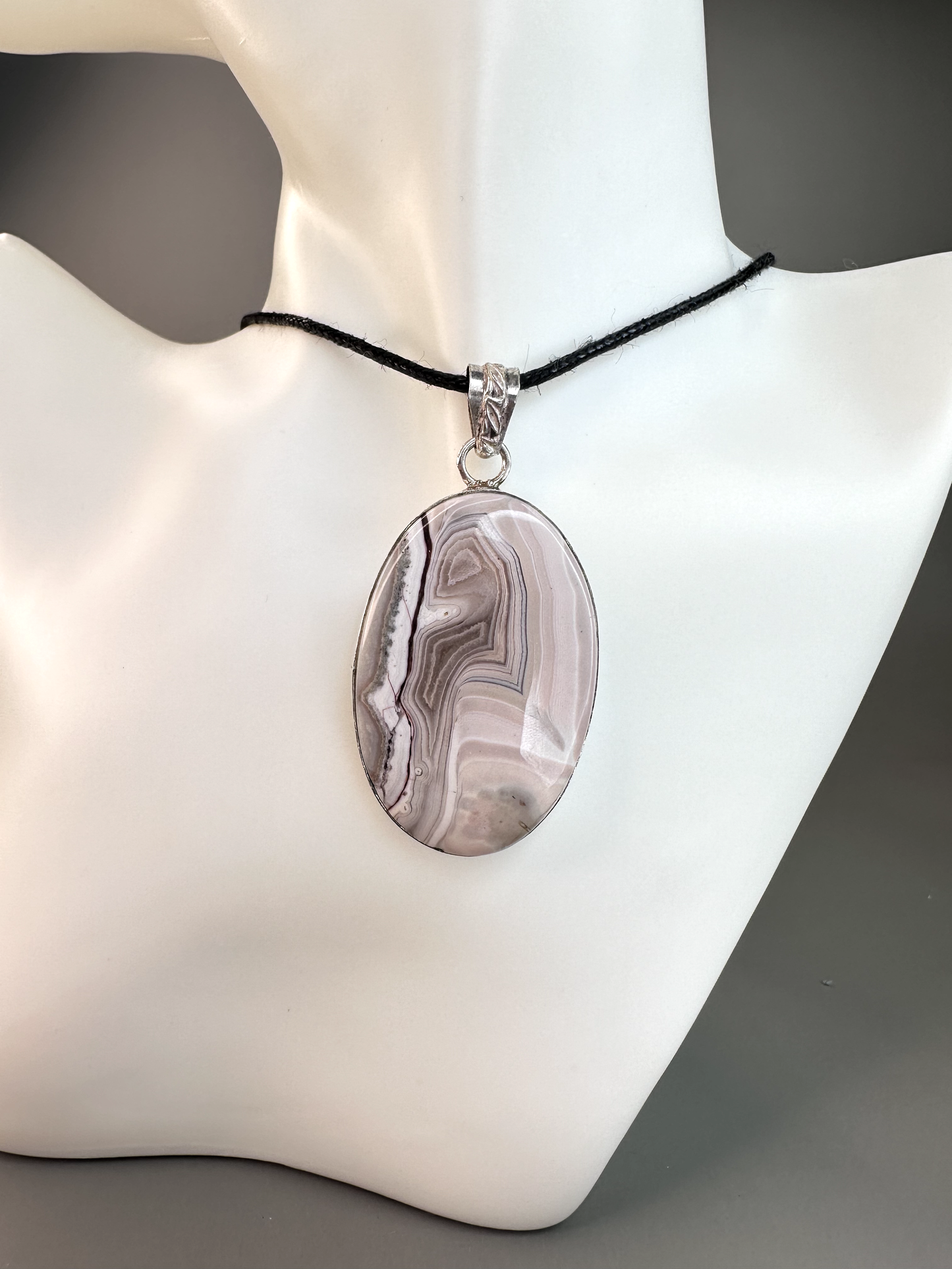 Crazy Lace Agate Oval Pendant | S925