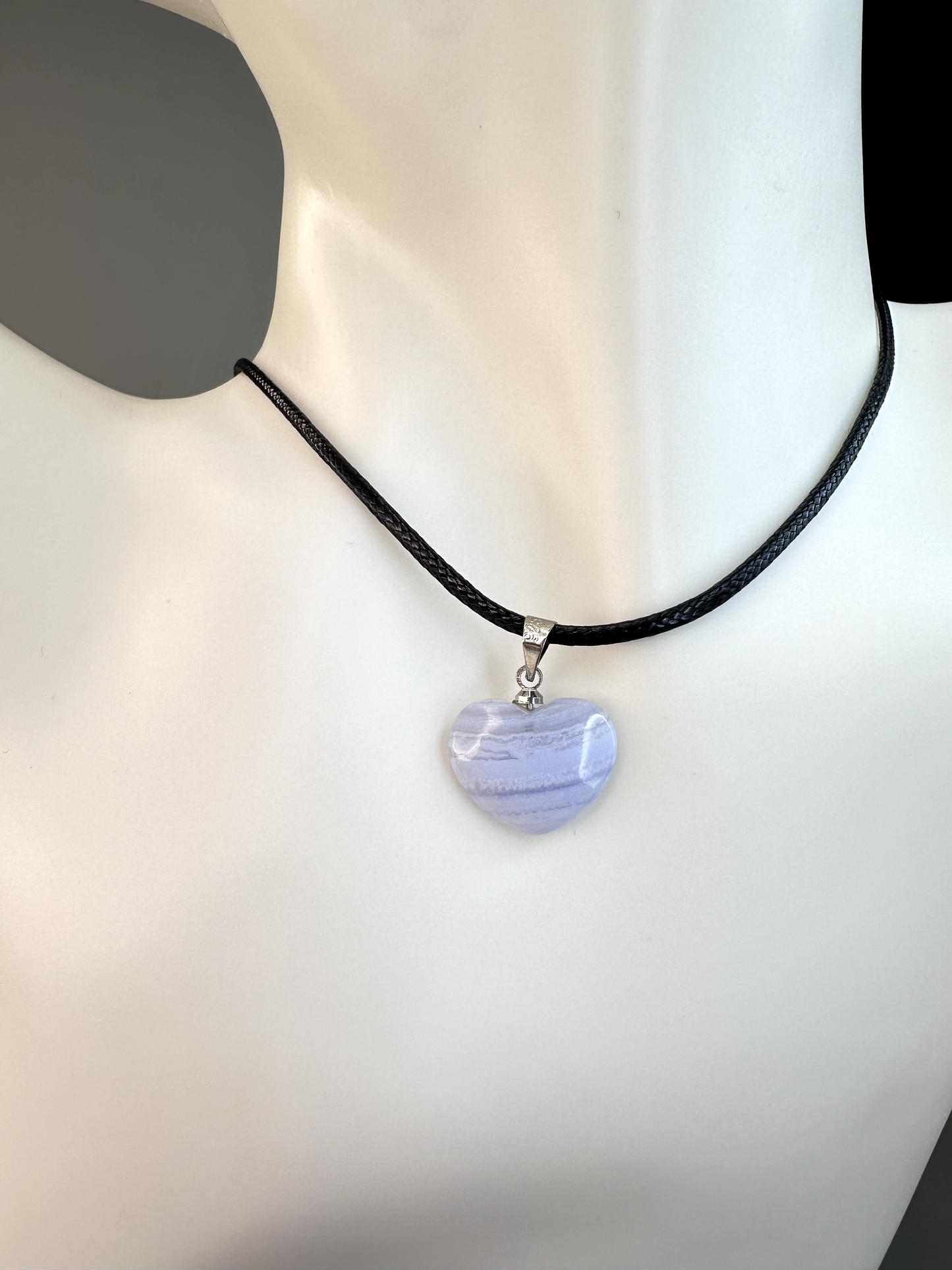 Blue Lace Agate Heart Pendant 1 | S925 *RARE*