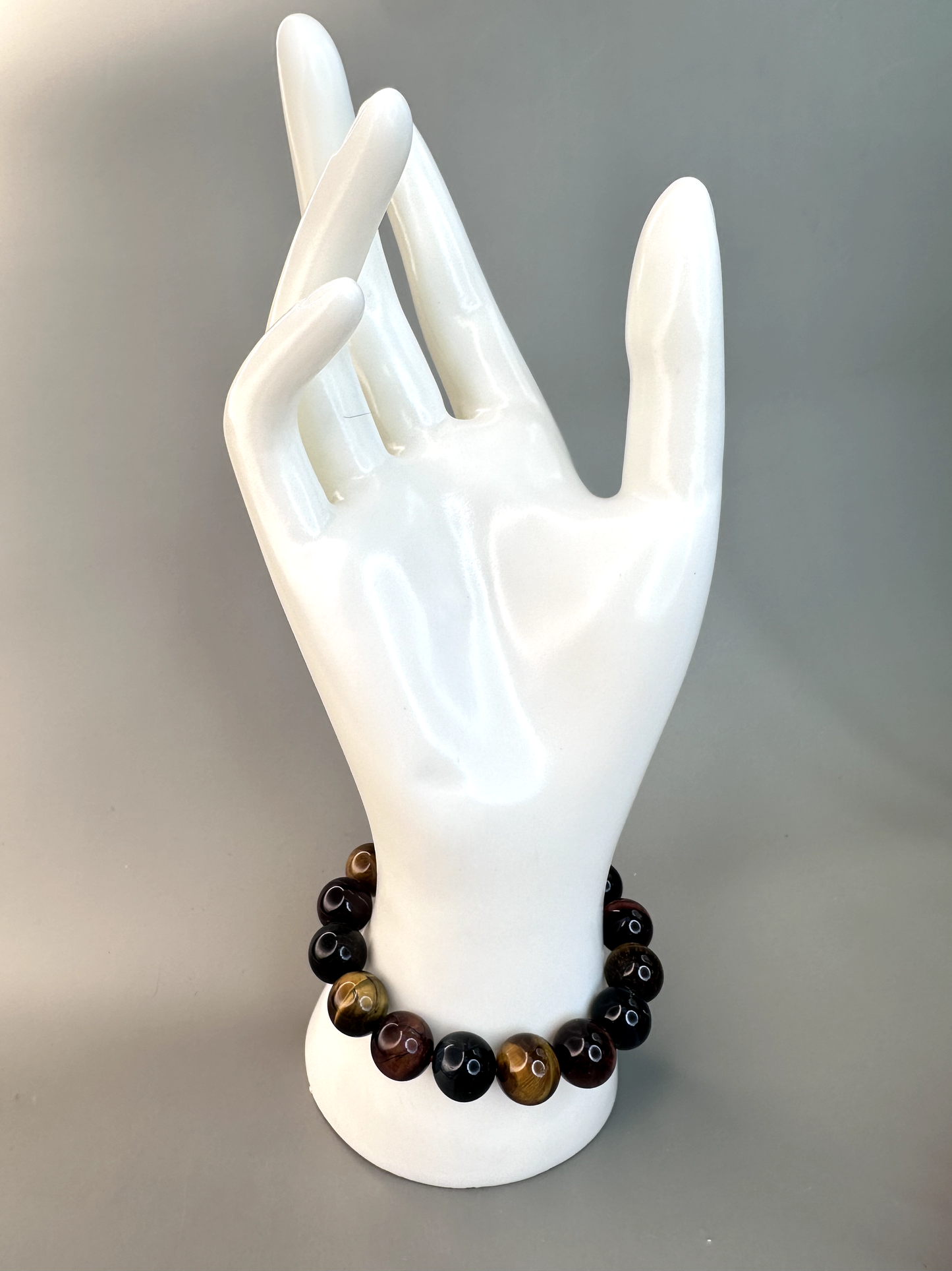 12mm Red, Blue, and Yellow Tiger Eye Bracelet (High Quality)