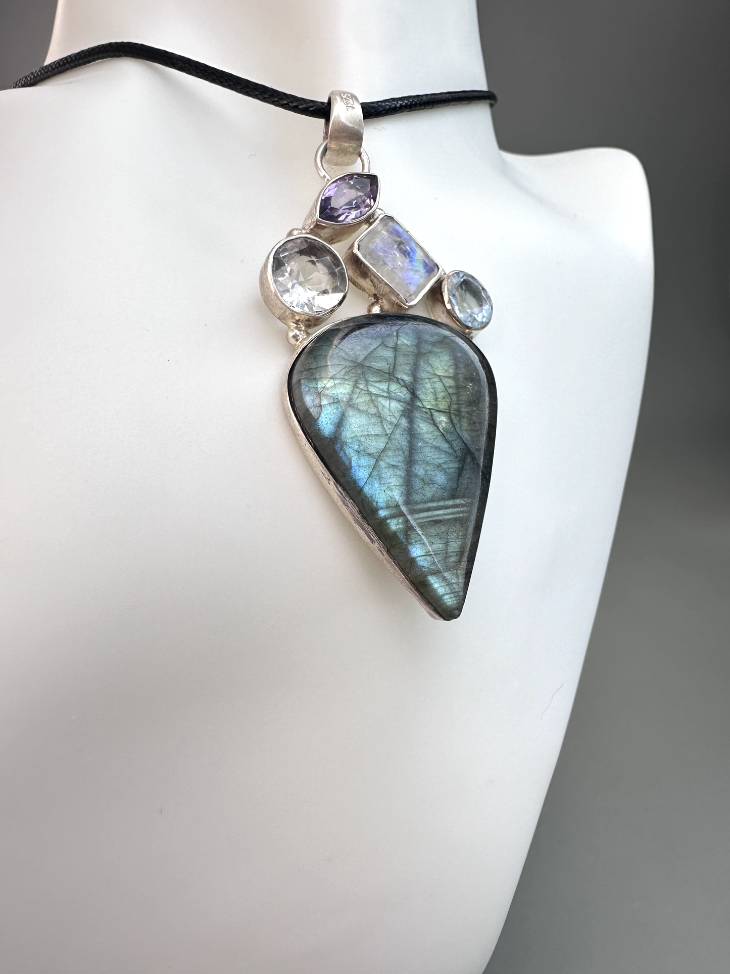 Labradorite Teardrop Pendant | Mixed Stones | S925