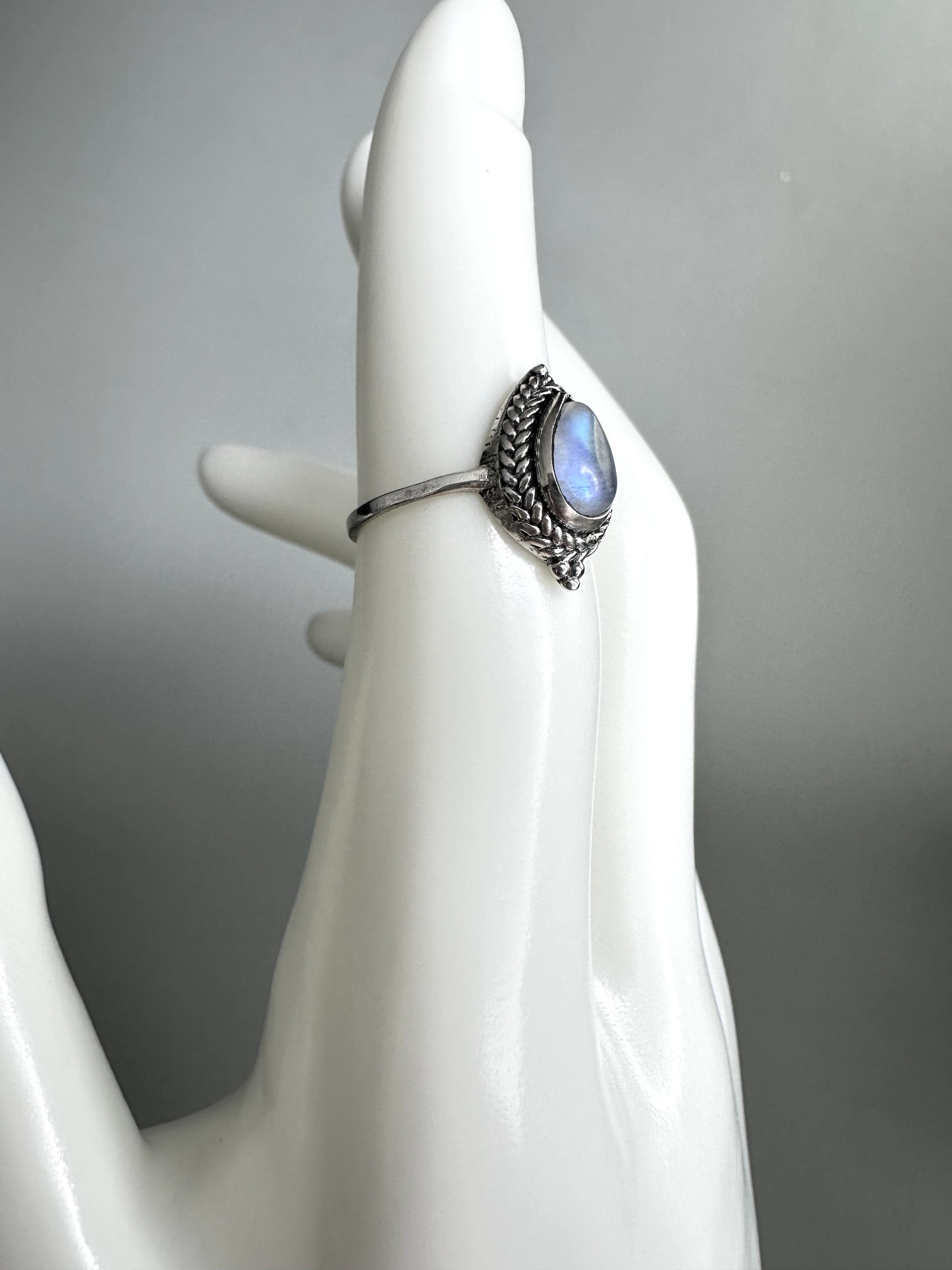 Moonstone Teardrop Ring 2 | S925 Size 4.5 | Flashy