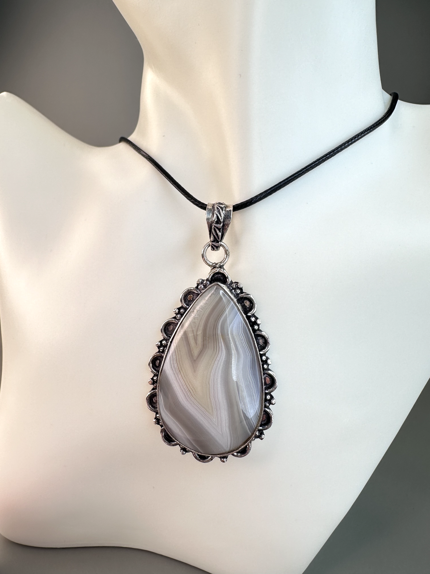 Crazy Lace Agate Teardrop Pendant | S925