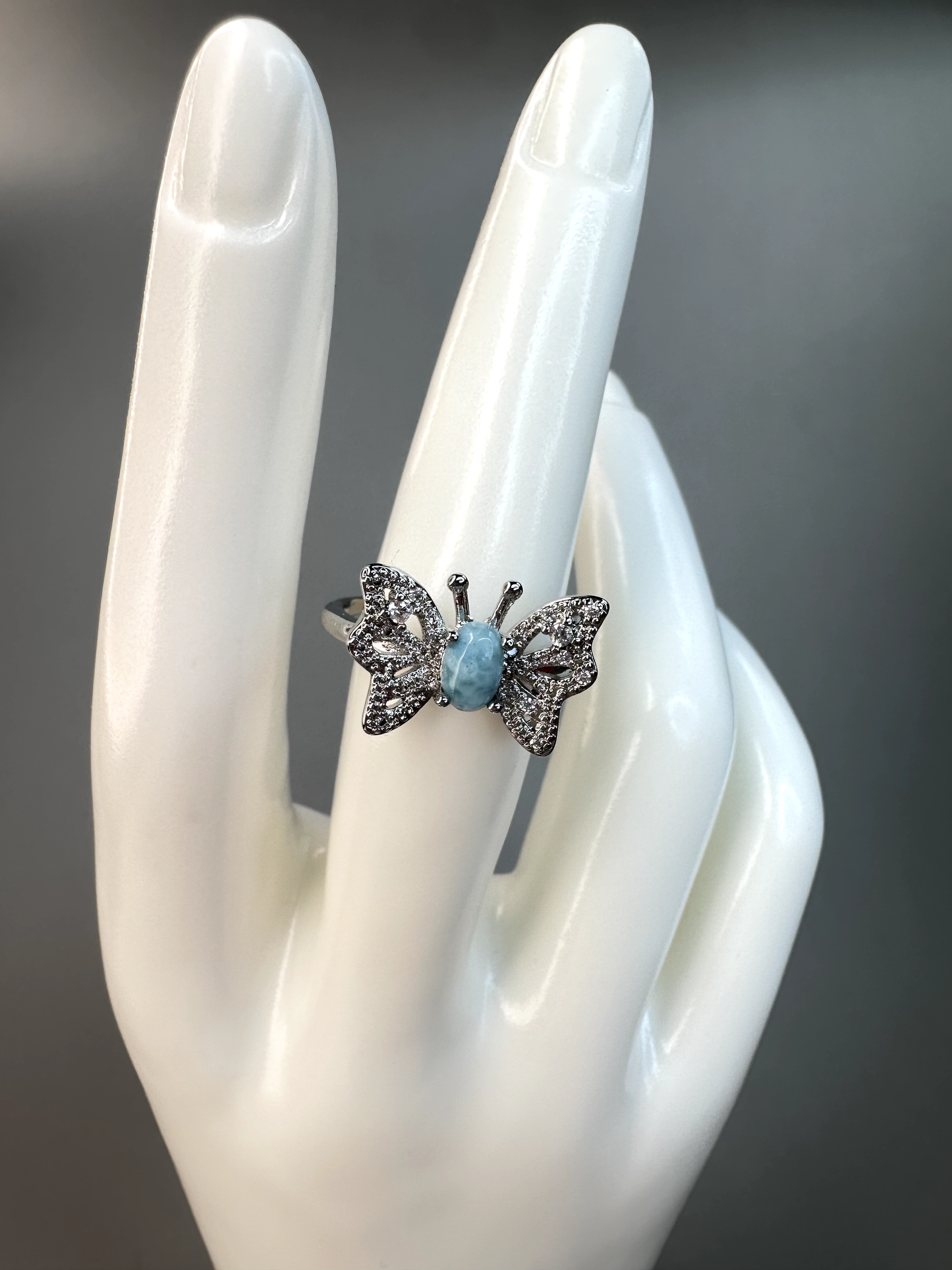 Larimar Butterfly Ring | Adjustable | S925