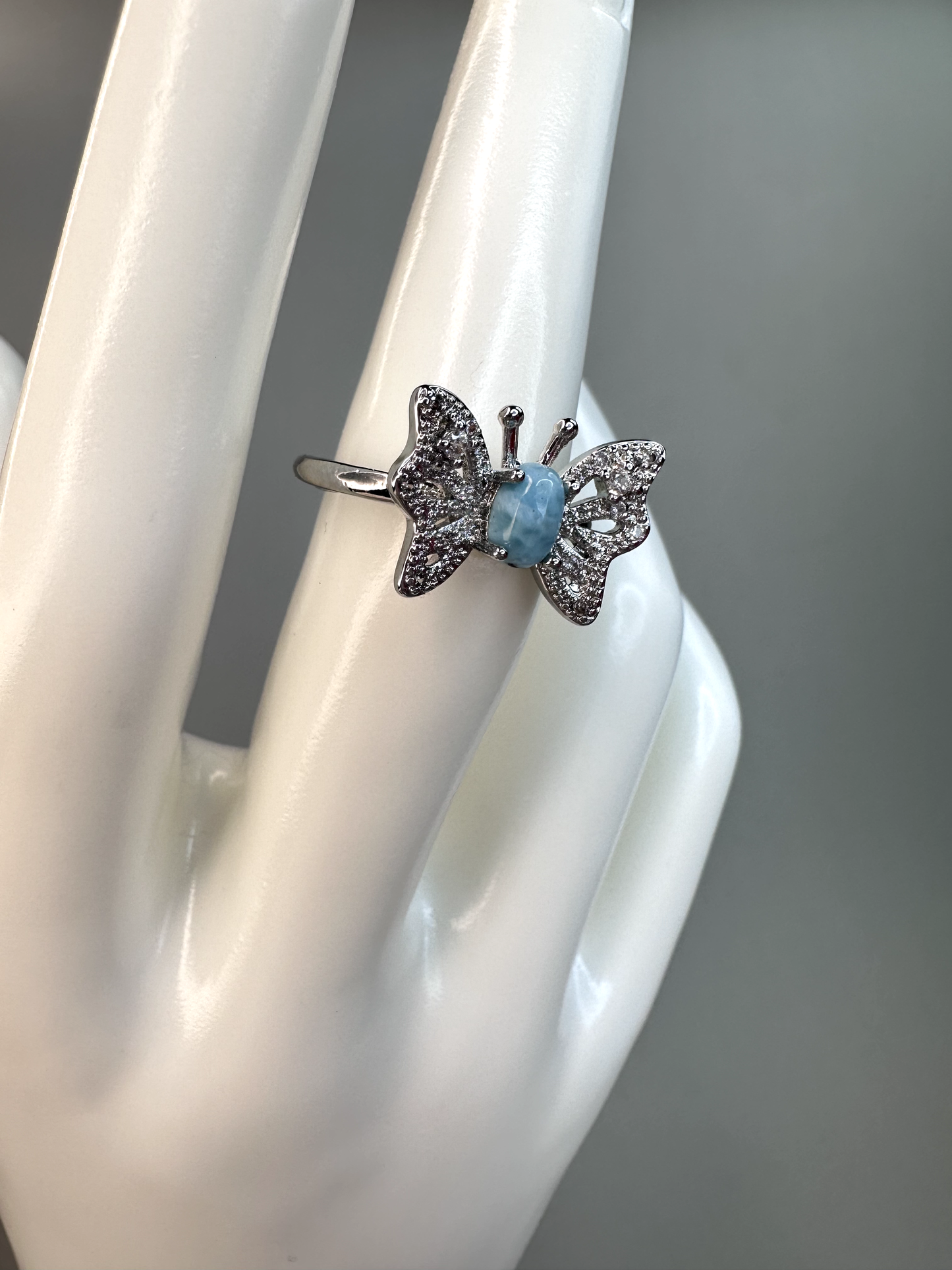 Larimar Butterfly Ring | Adjustable | S925