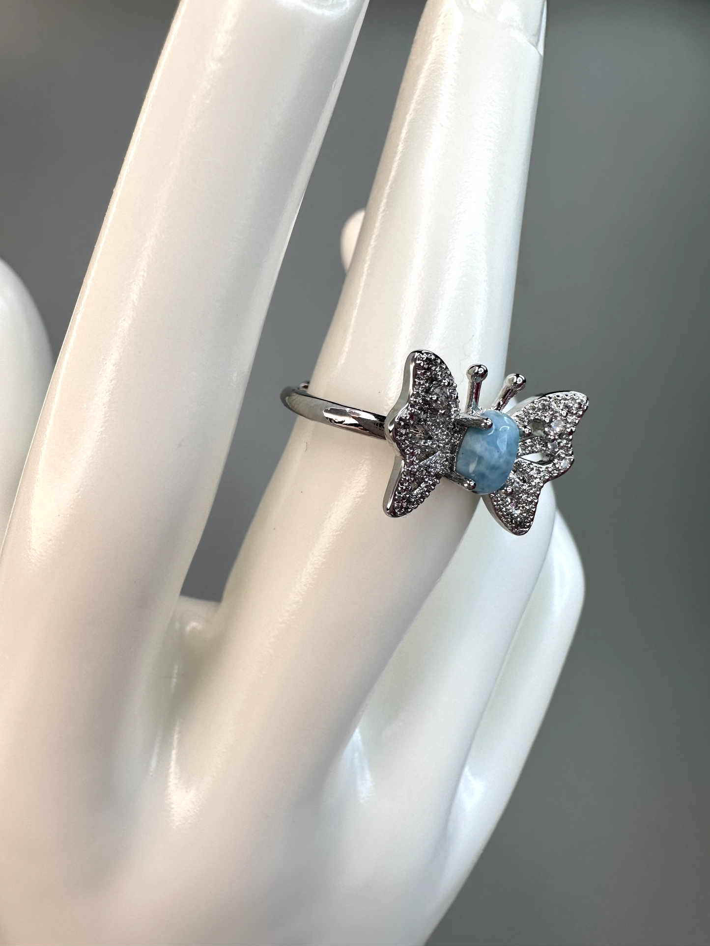 Larimar Butterfly Ring | Adjustable | S925