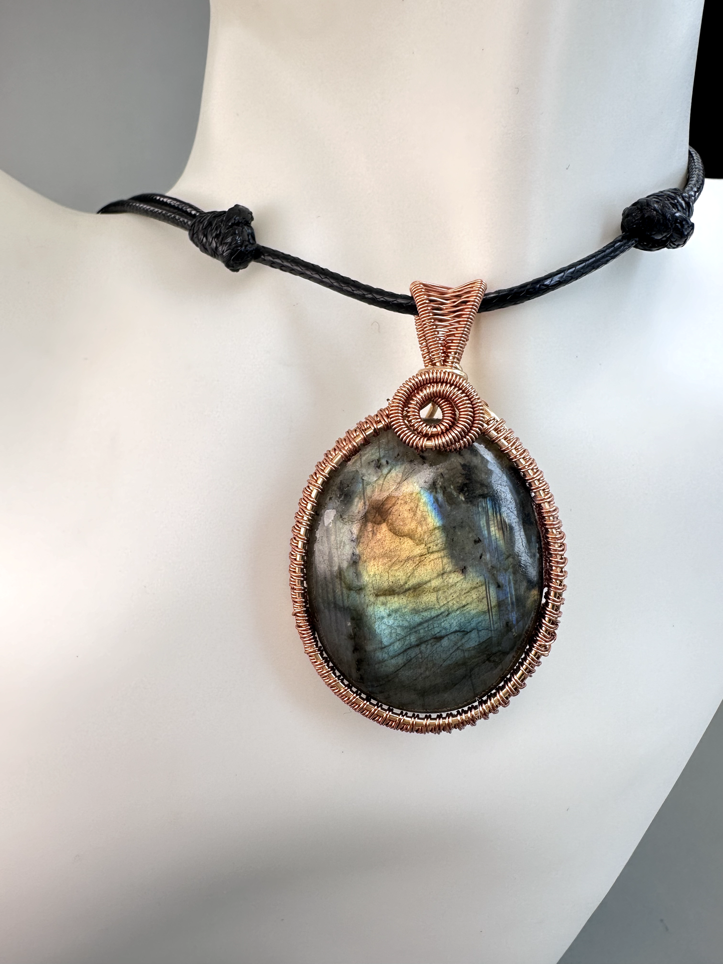 Wire Wrapped Copper Labradorite Pendant 2 | Flashy