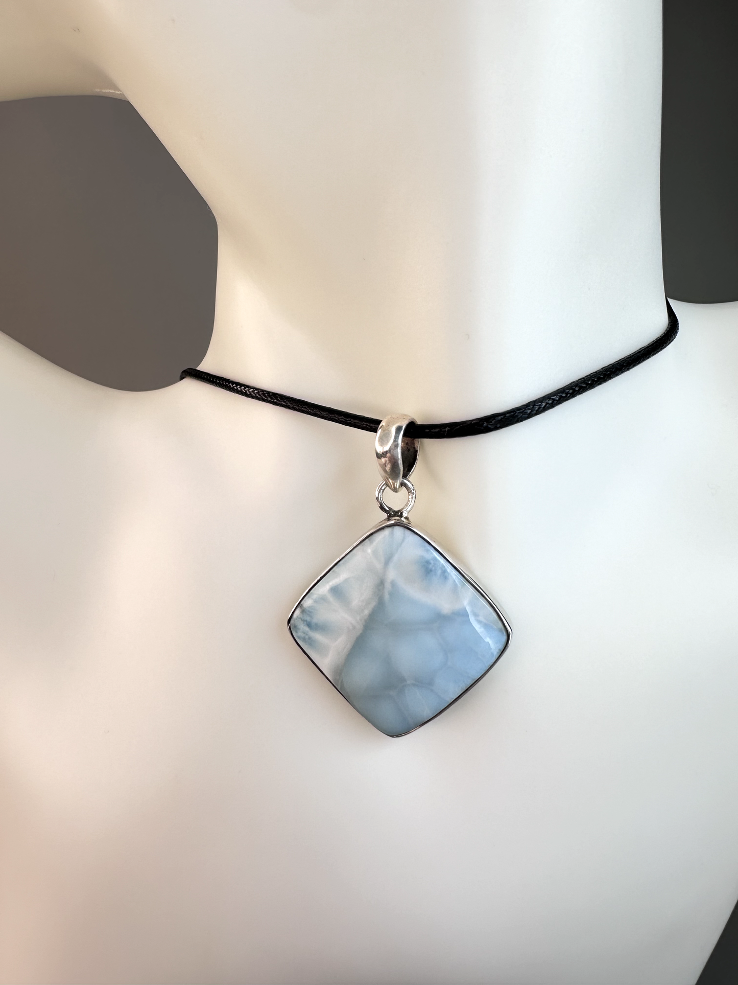 Larimar Diamond Pendant | S925 *RARE*