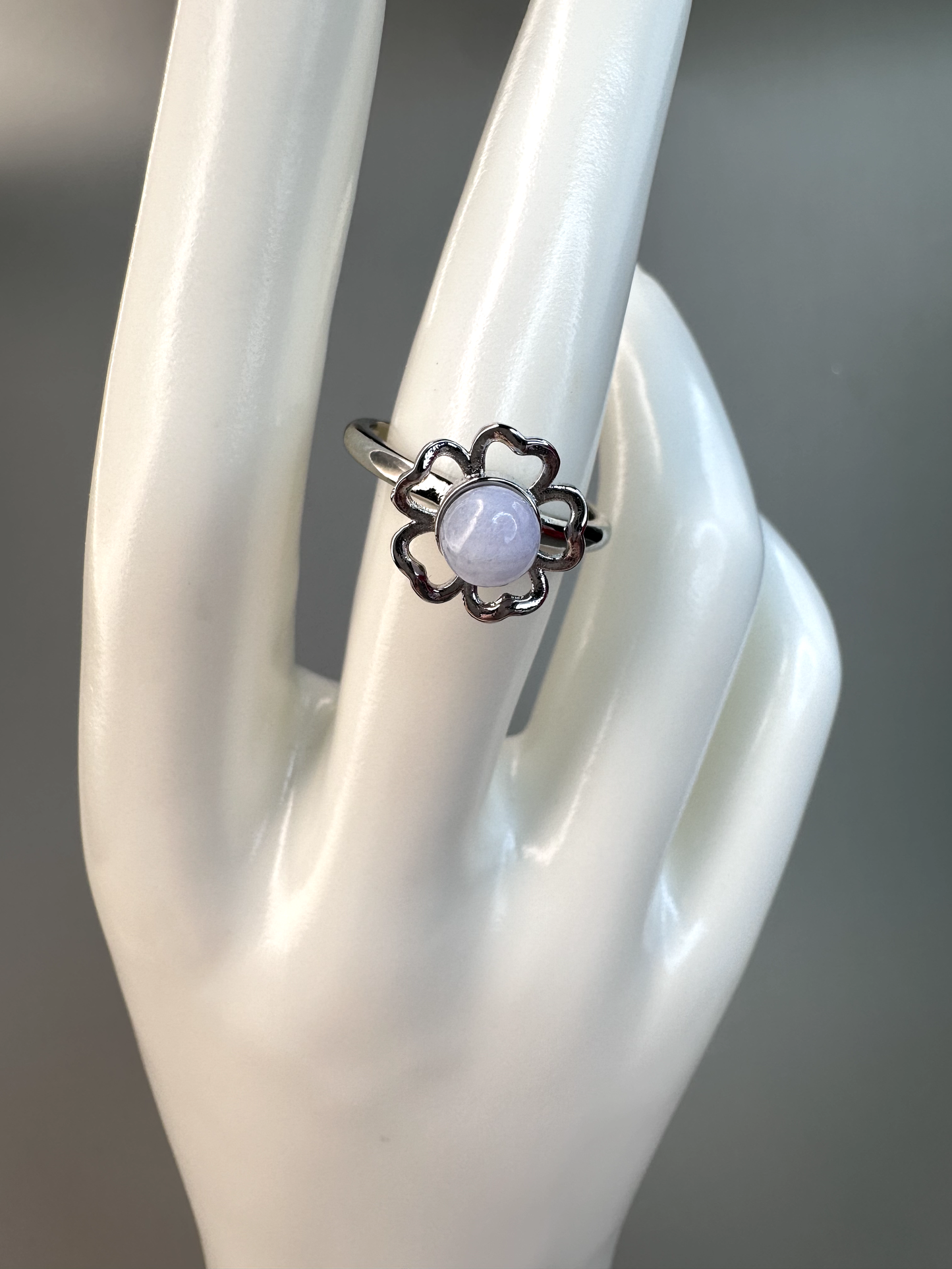 Blue Lace Agate Flower Fidget / Spinning RIng | Adjustable | Silver Plated