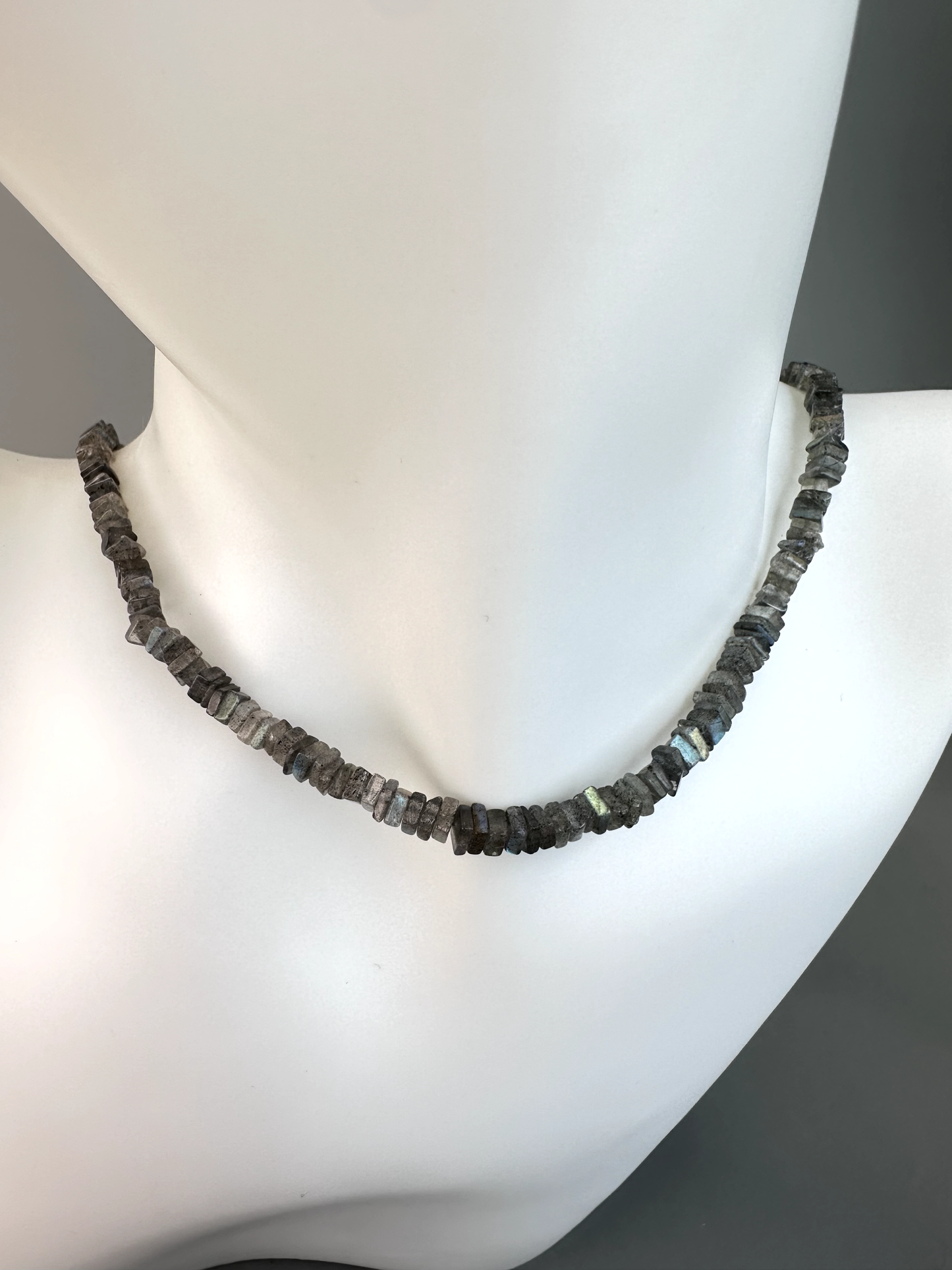 Labradorite Flashy Square Beaded Choker | Sterling Silver