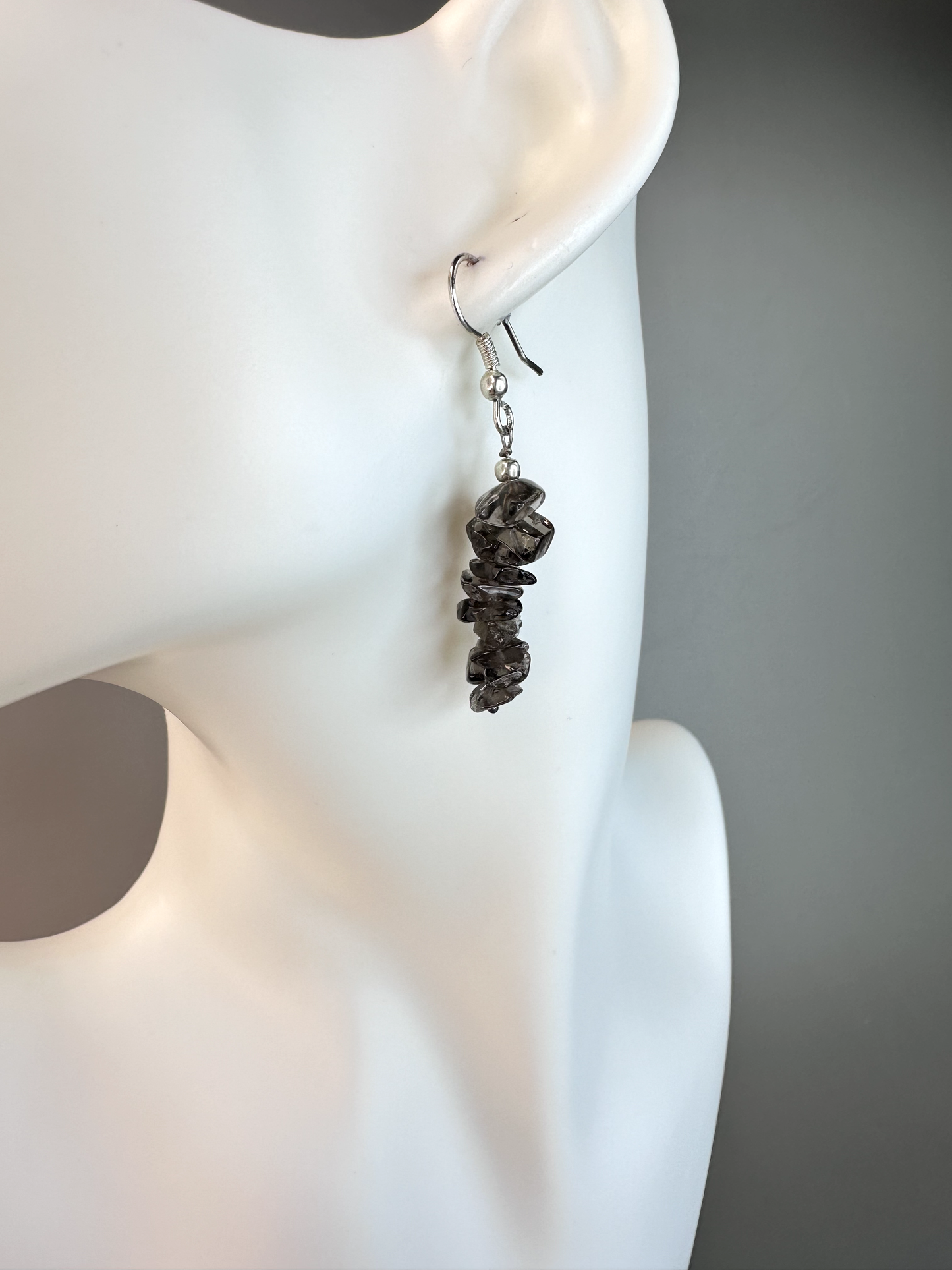 Smoky Quartz Chip | Sterling Silver Earrings