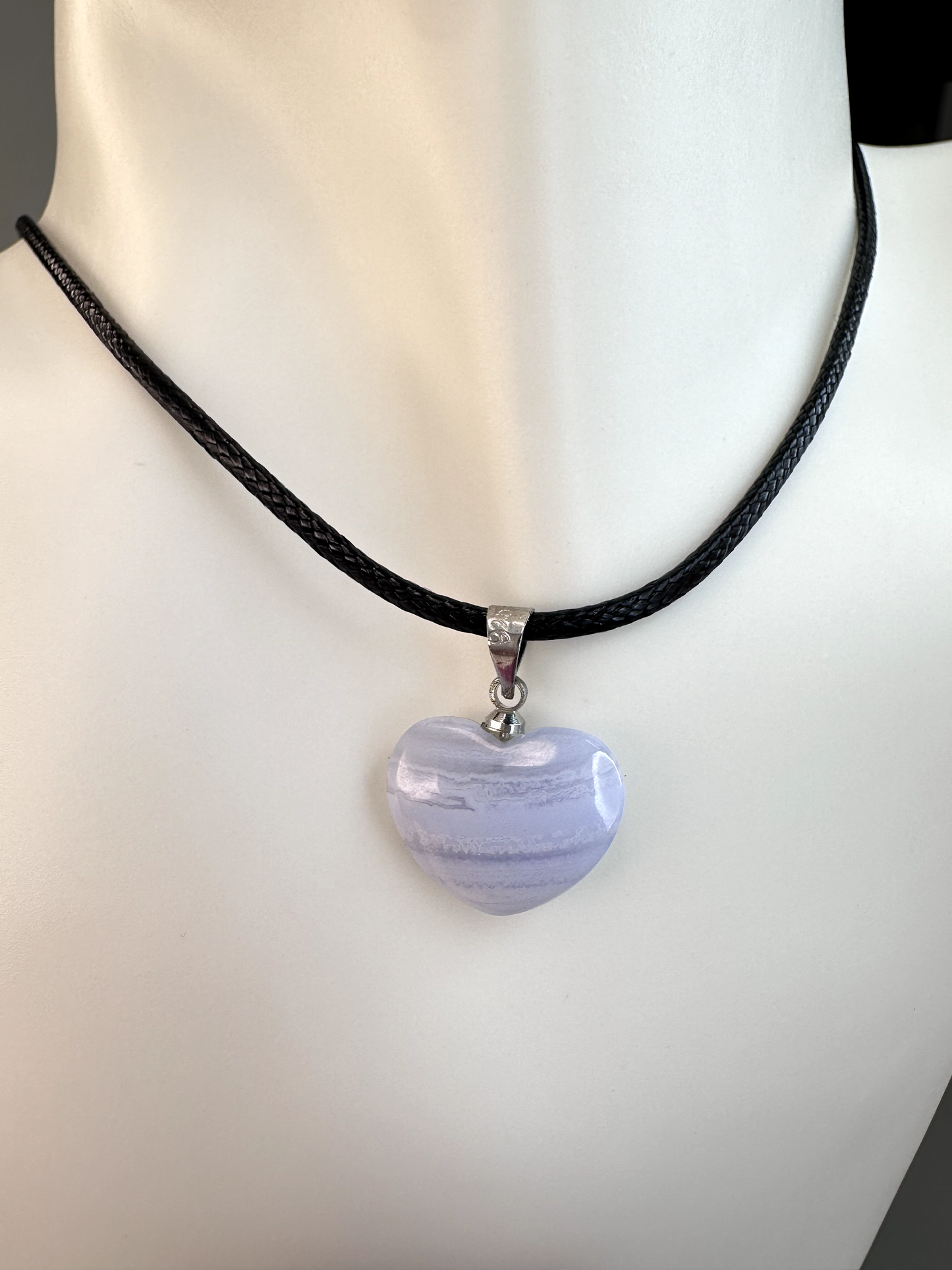 Blue Lace Agate Heart Pendant 1 | S925 *RARE*