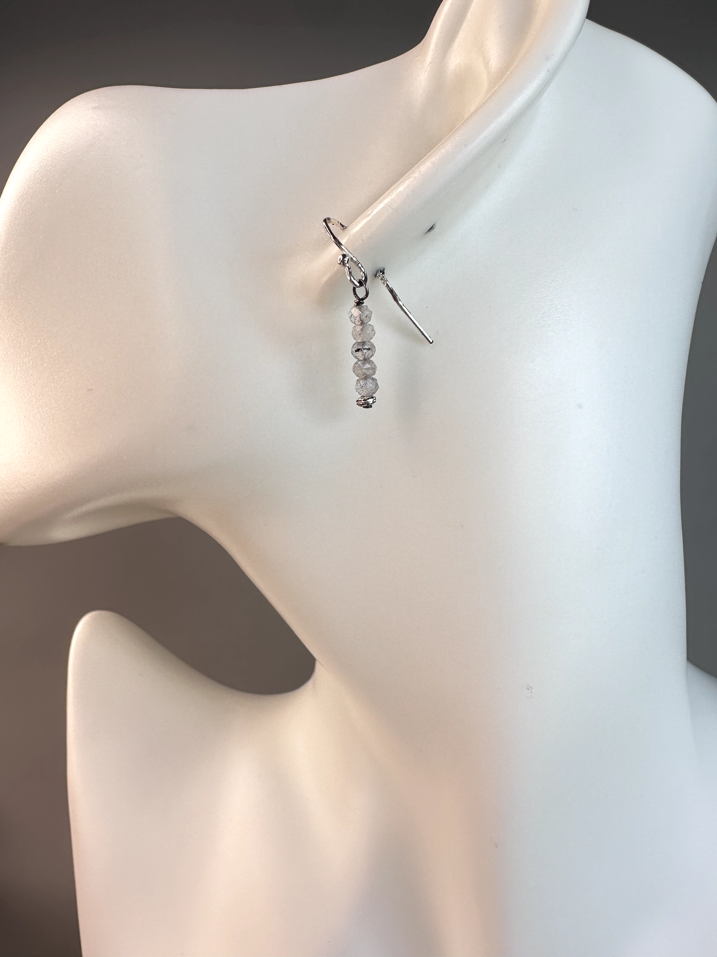 Labradorite Faceted Micro Bead | Sterling Silver Earrings