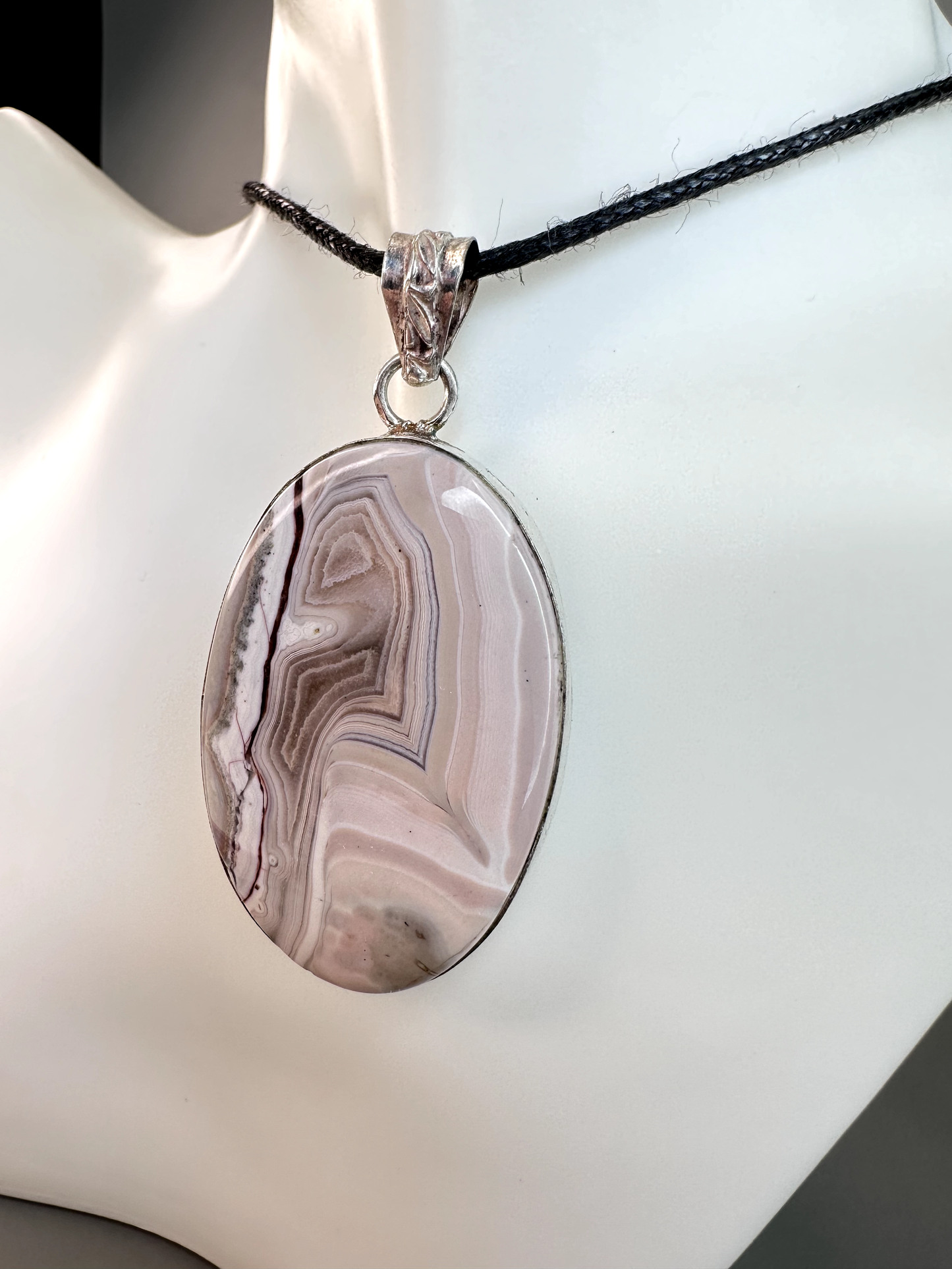 Crazy Lace Agate Oval Pendant | S925