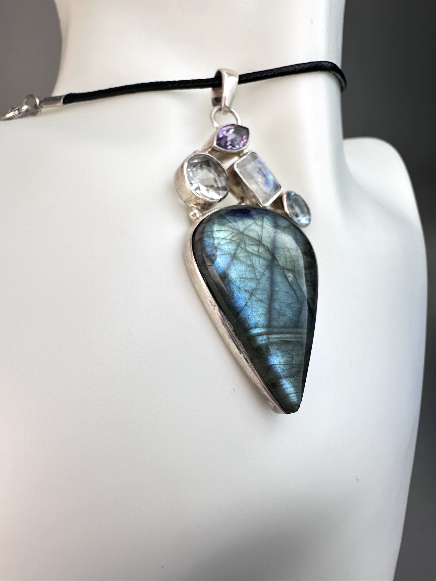 Labradorite Teardrop Pendant | Mixed Stones | S925