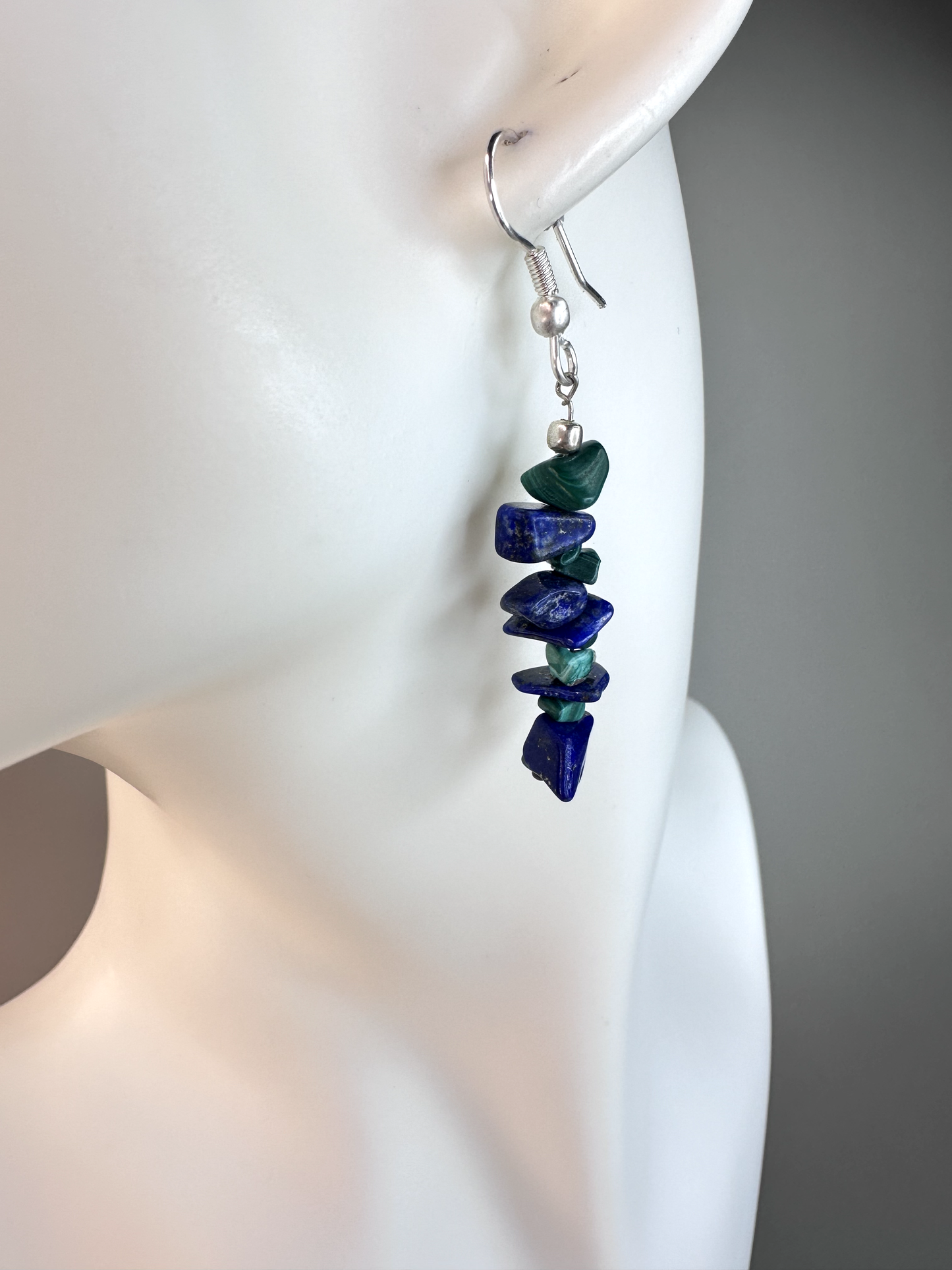 Malachite x Lapis Chip | Sterling Silver Earrings