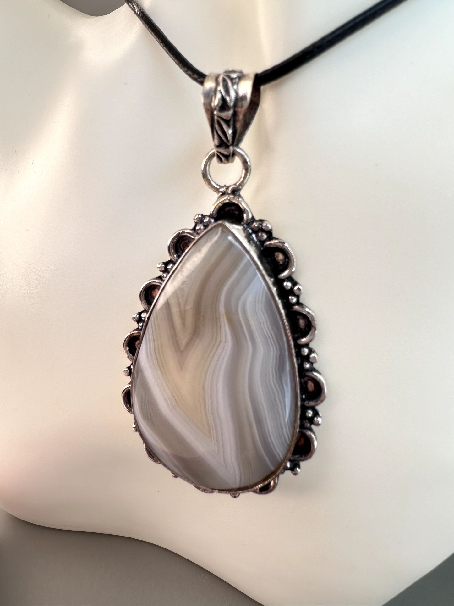 Crazy Lace Agate Teardrop Pendant | S925