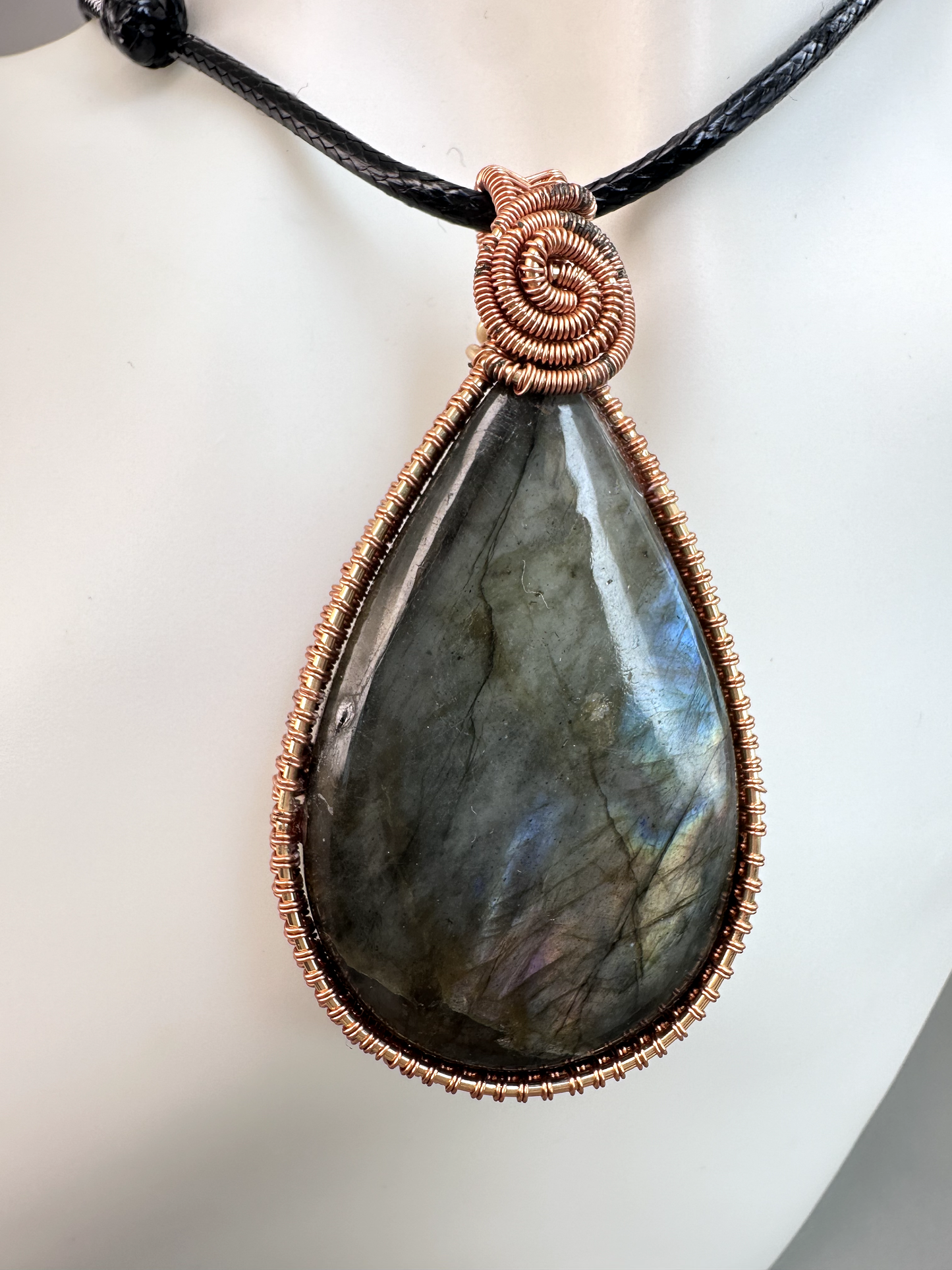 Wire Wrapped Copper Labradorite Pendant 7 | Flashy