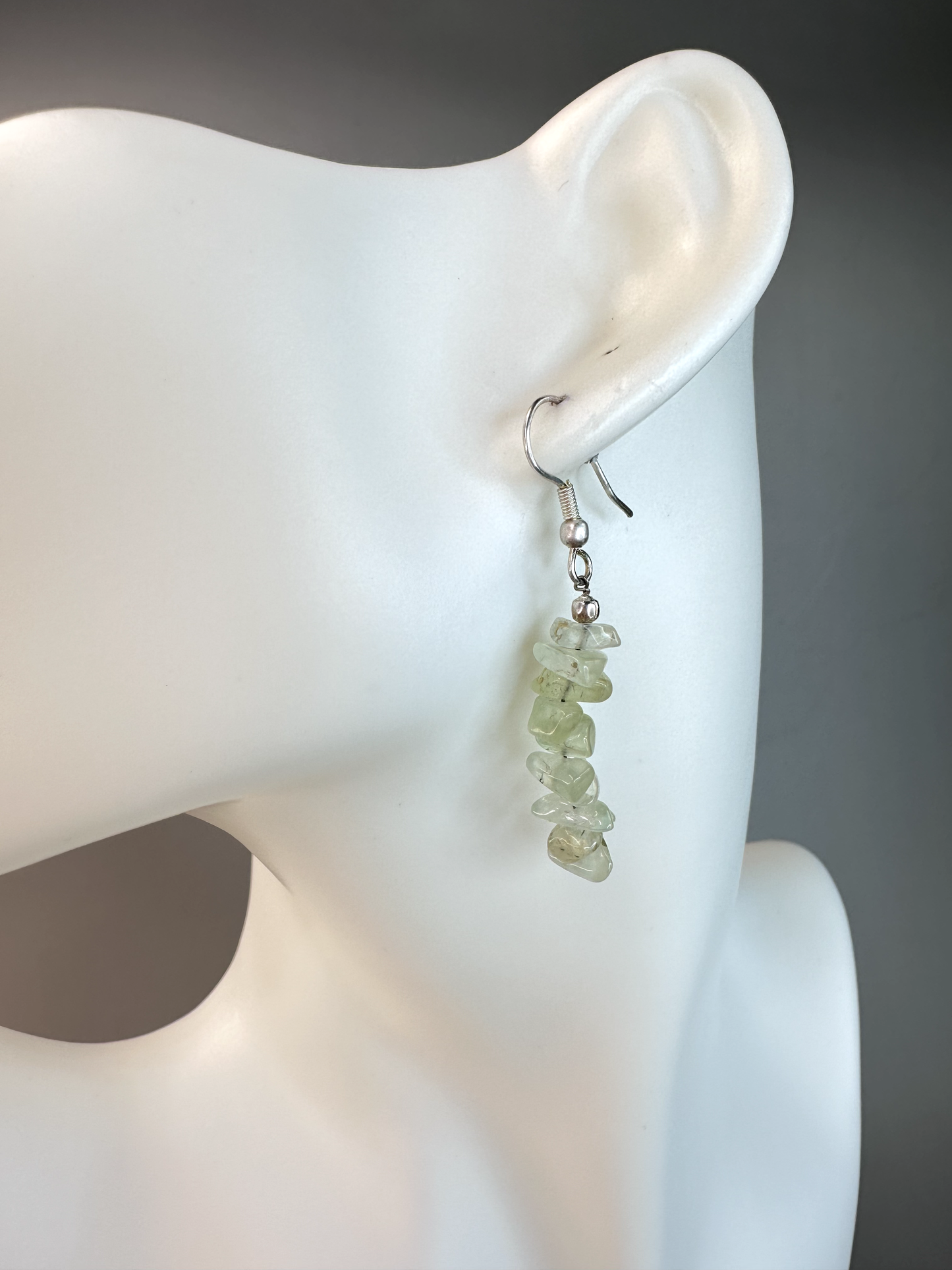 Prehnite w/ Epidote Chip | Sterling Silver Earrings
