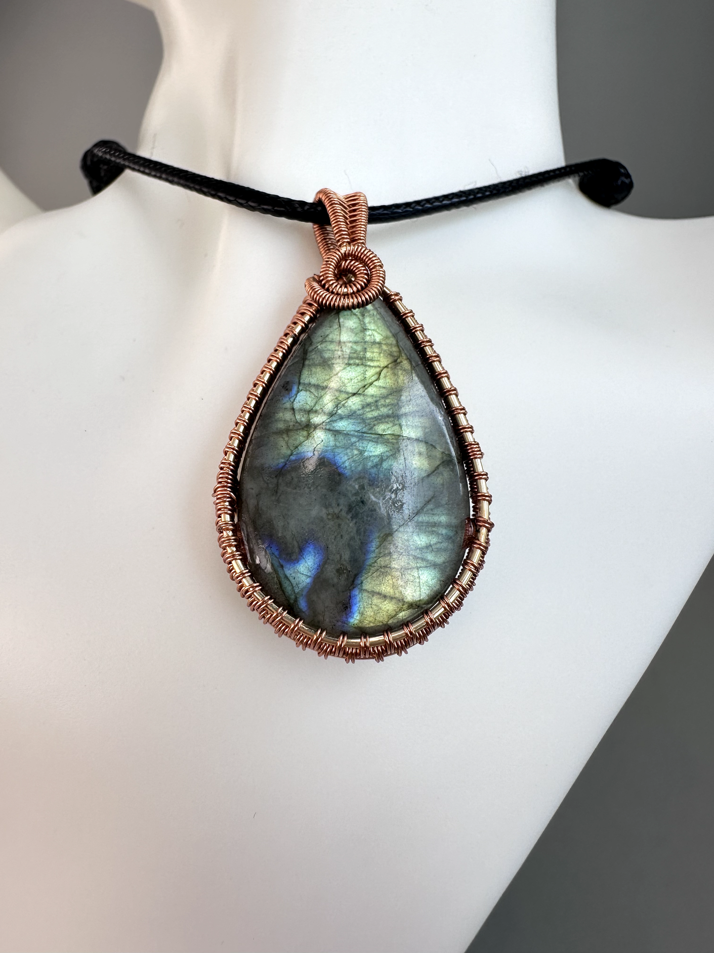Wire Wrapped Copper Labradorite Pendant 3 | Flashy