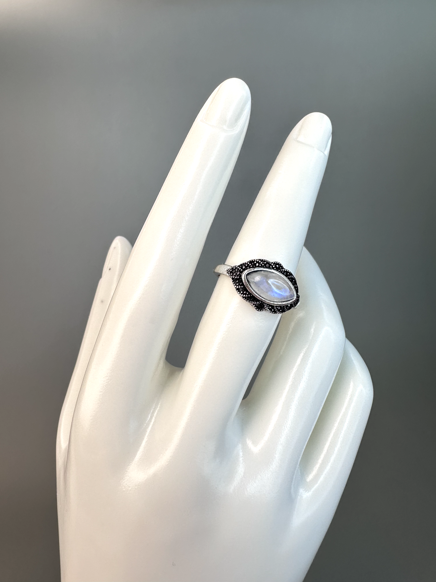 Moonstone "Eye" Ring | Adjustable | Silver Plated | Flashy