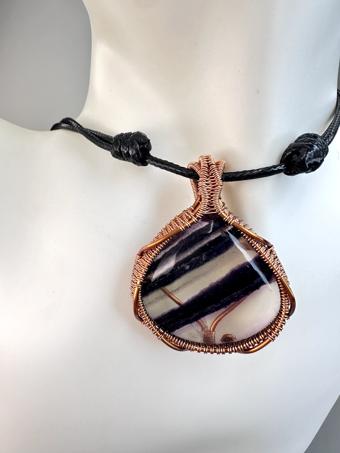 Wire Wrapped Copper Fluorite Pendant 4