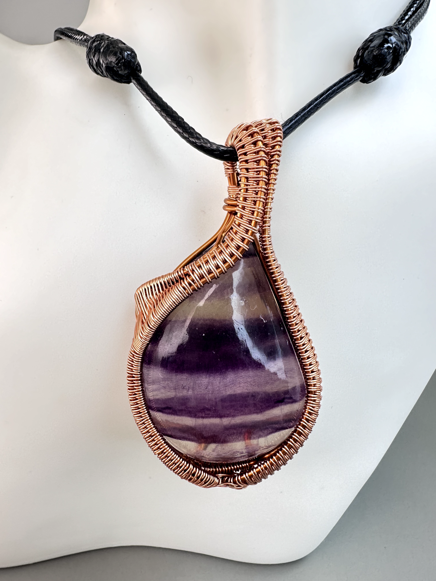 Wire Wrapped Copper Fluorite Pendant 5