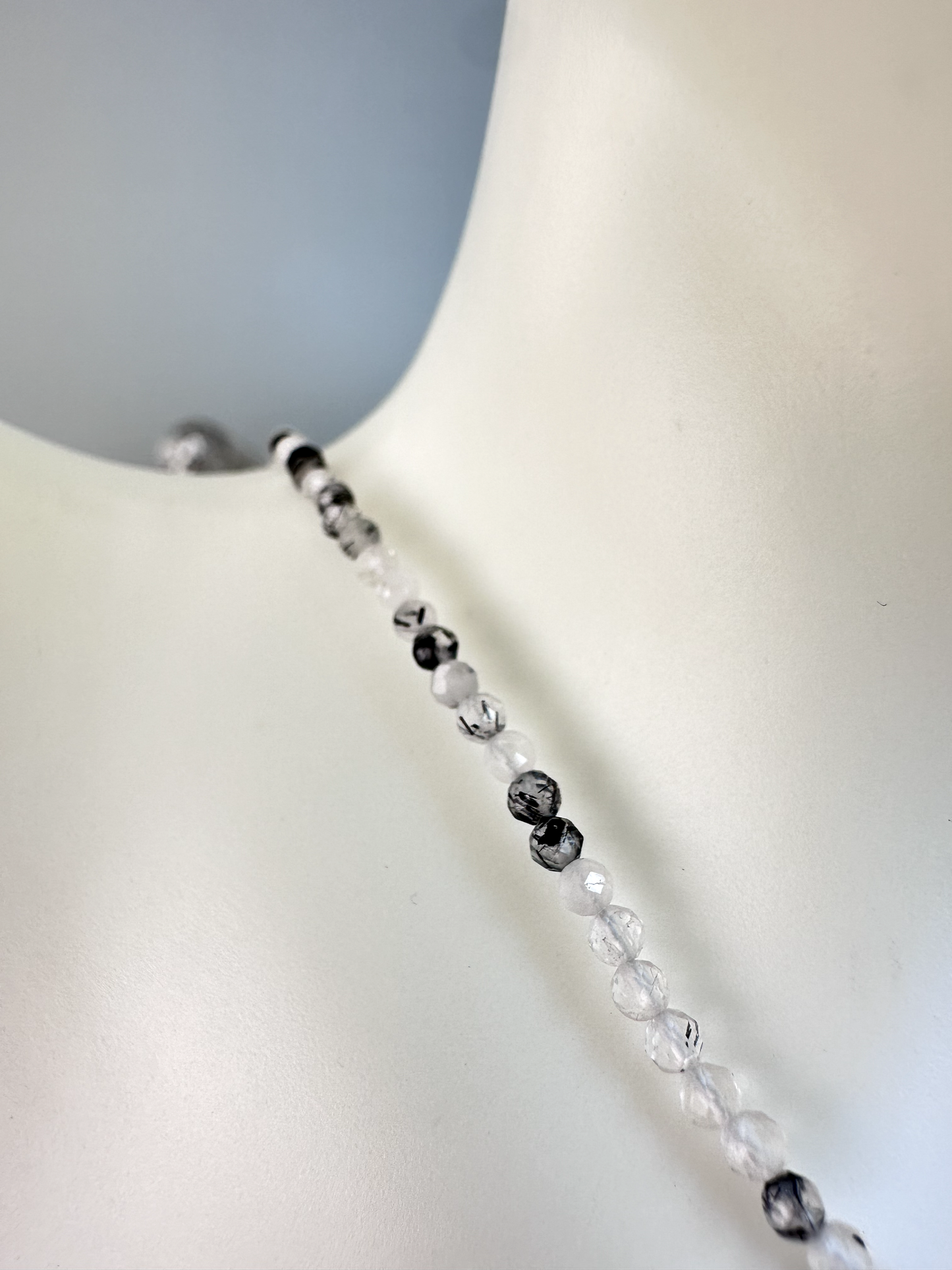 Tourmaline in Quartz Faceted Micro Beaded Choker | Sterling Silver