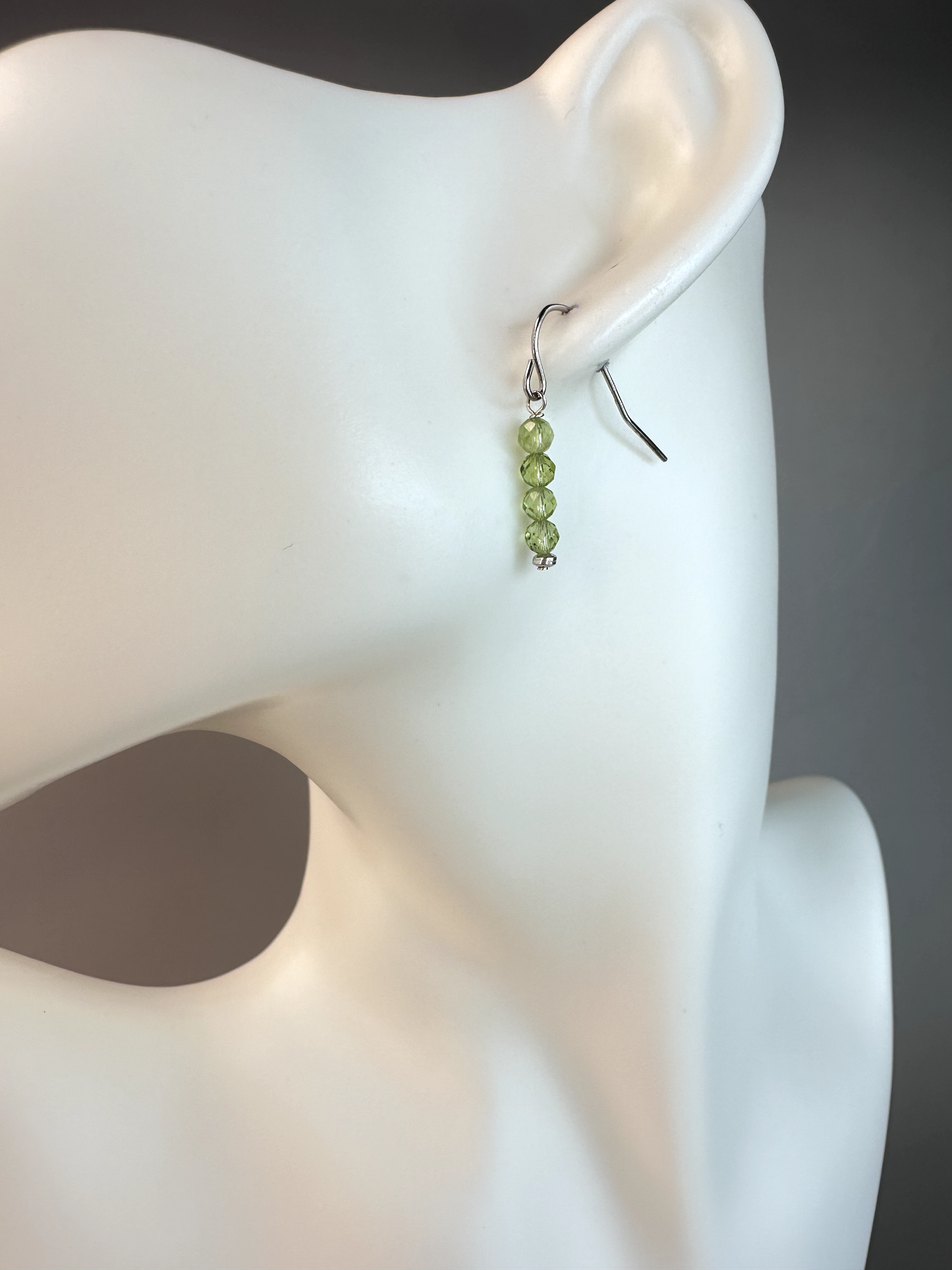 Peridot Faceted Micro Bead | Sterling Silver Earrings