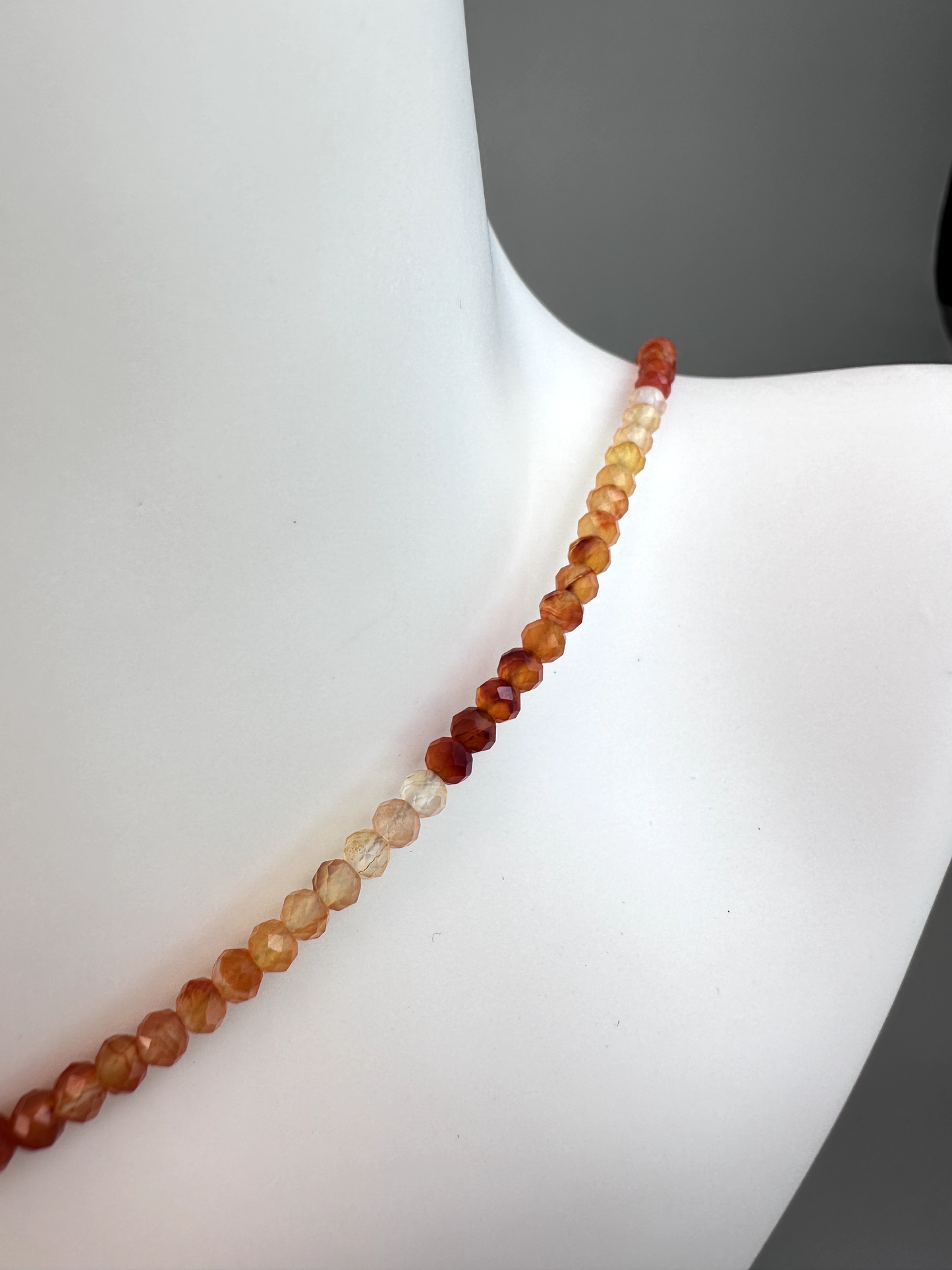 Carnelian Faceted Micro Beaded Choker | Sterling Silver