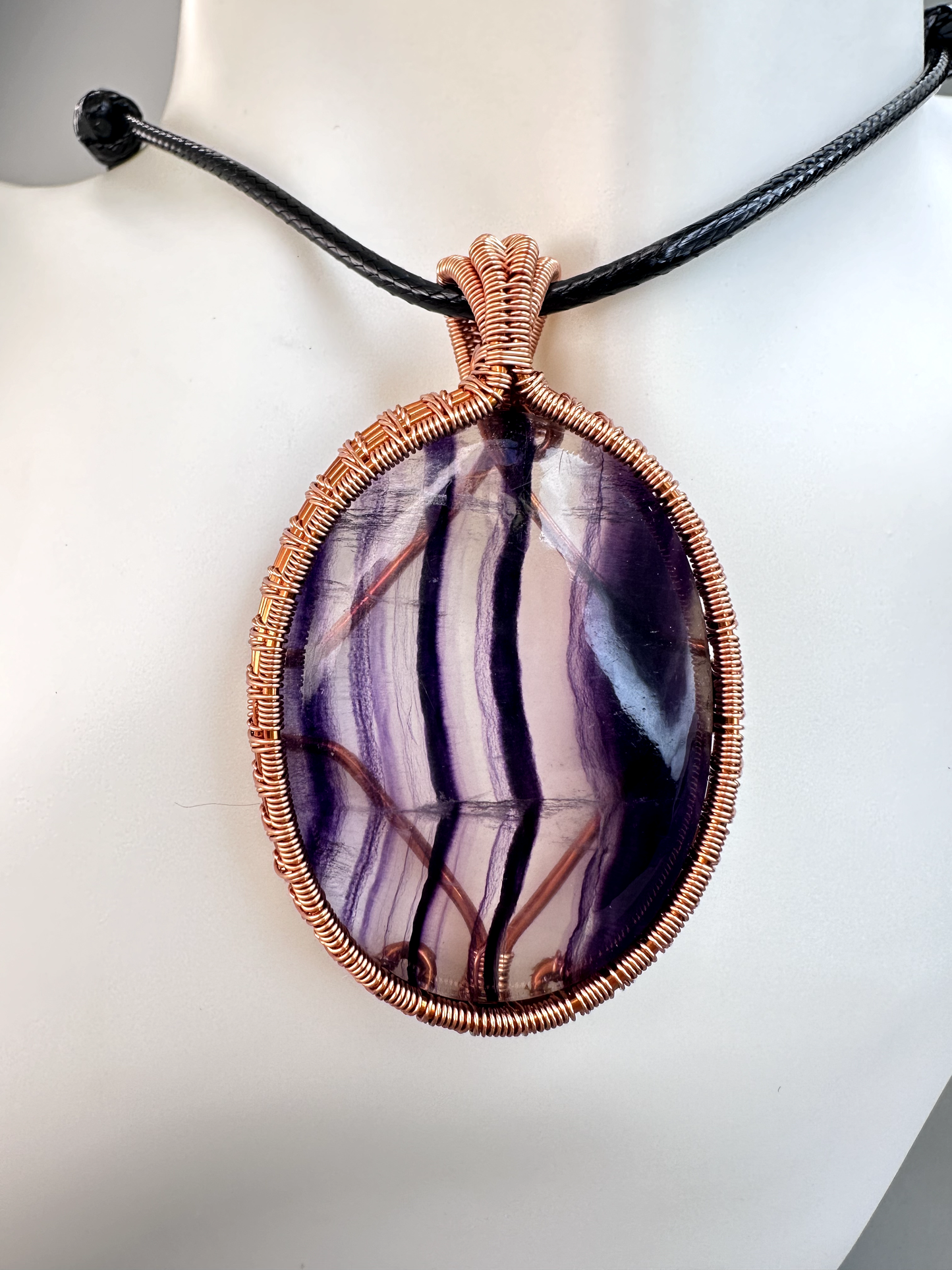 Wire Wrapped Copper Fluorite Pendant 3