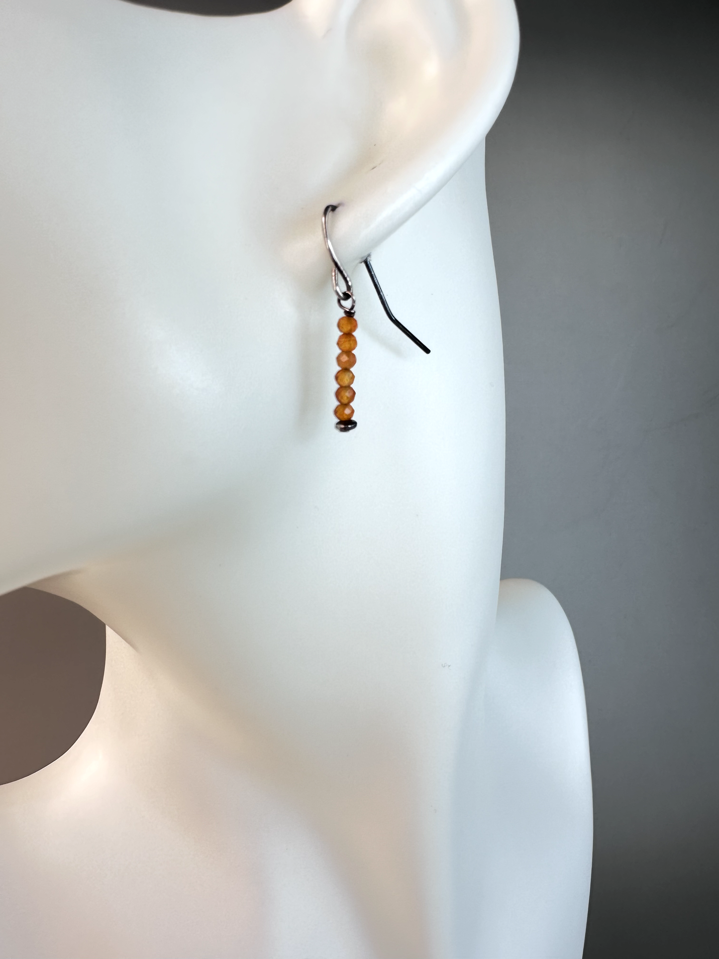 Carnelian Faceted Micro Bead | Sterling Silver Earrings