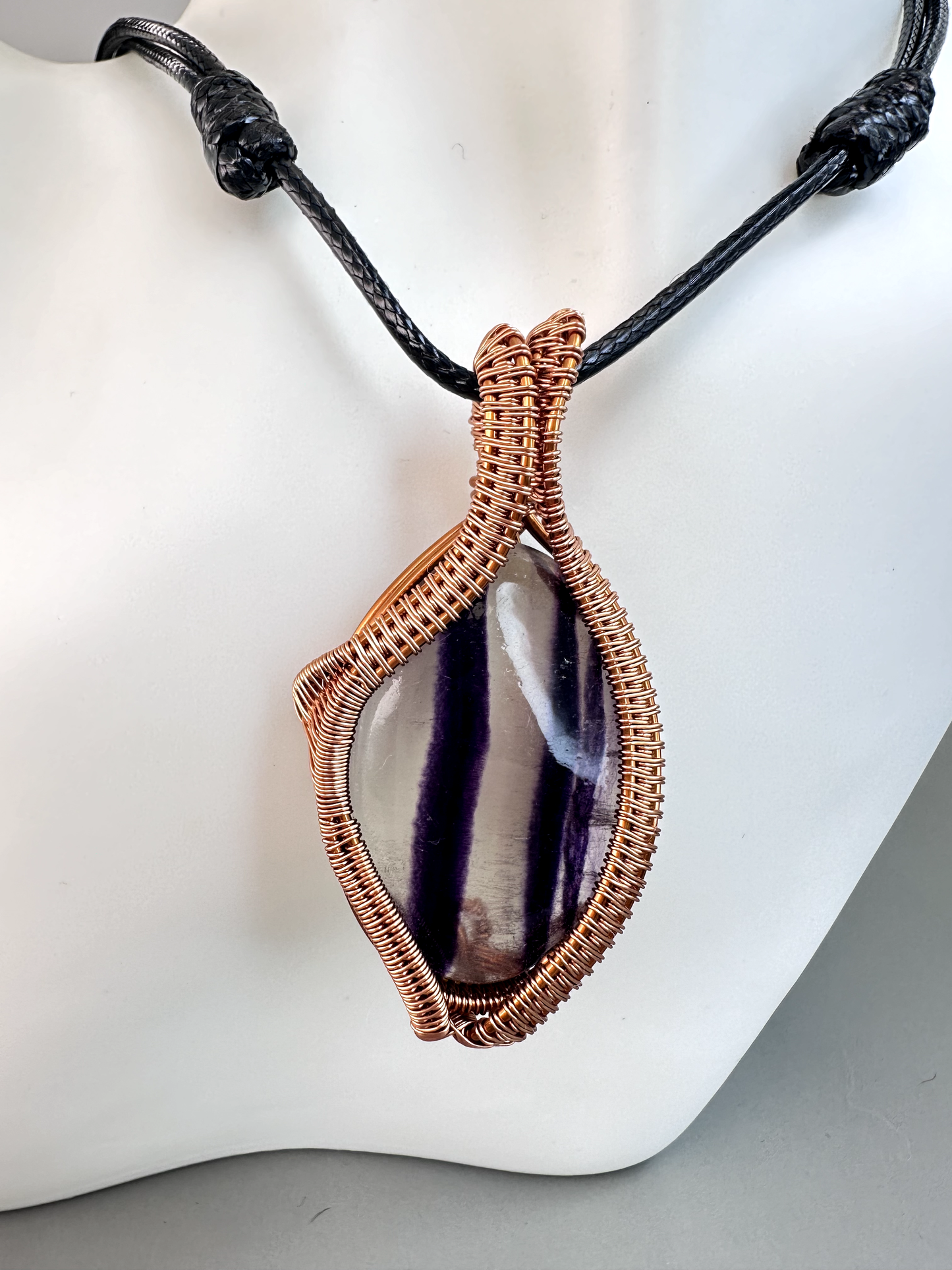 Wire Wrapped Copper Fluorite Pendant 1