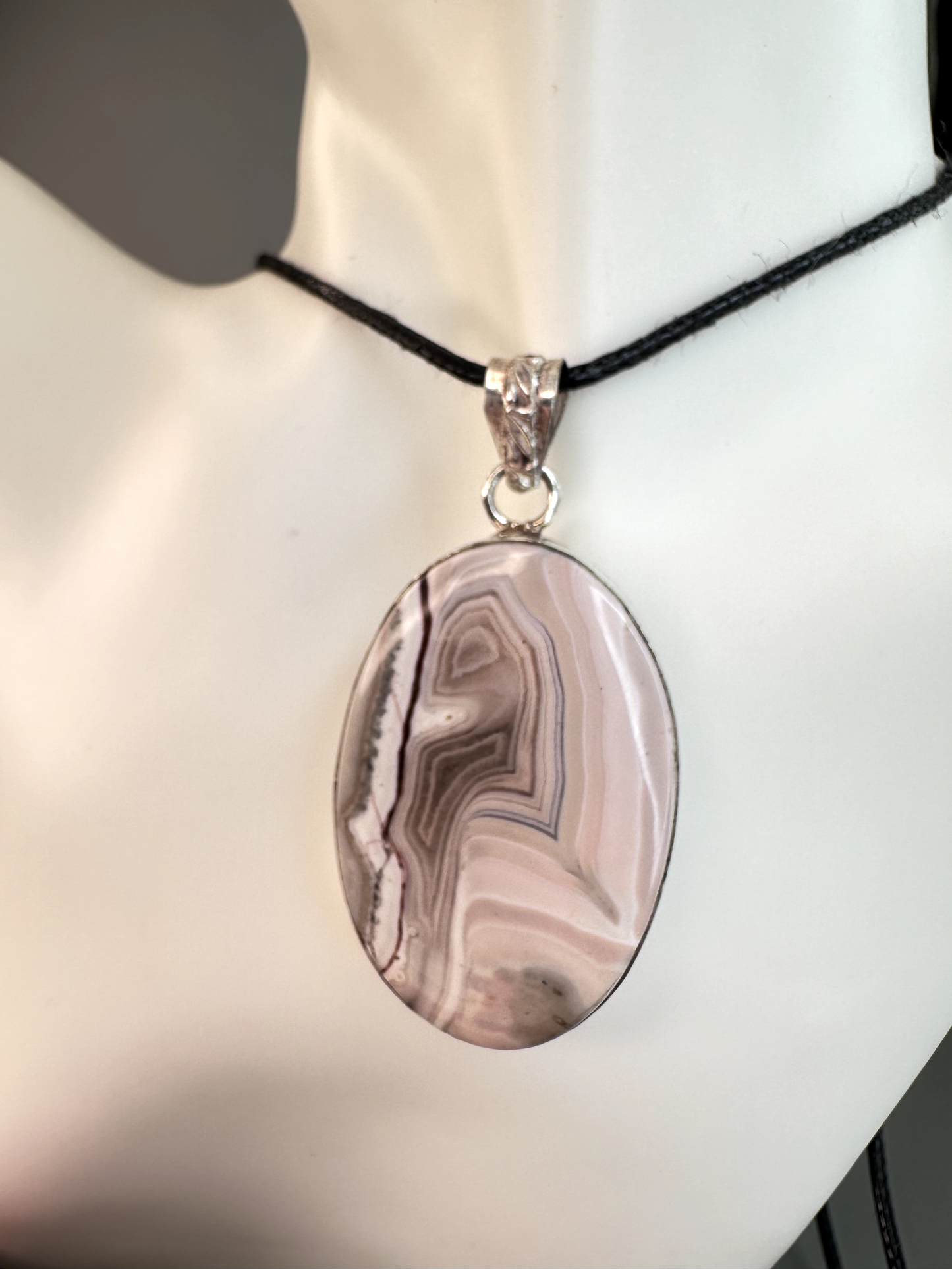 Crazy Lace Agate Oval Pendant | S925