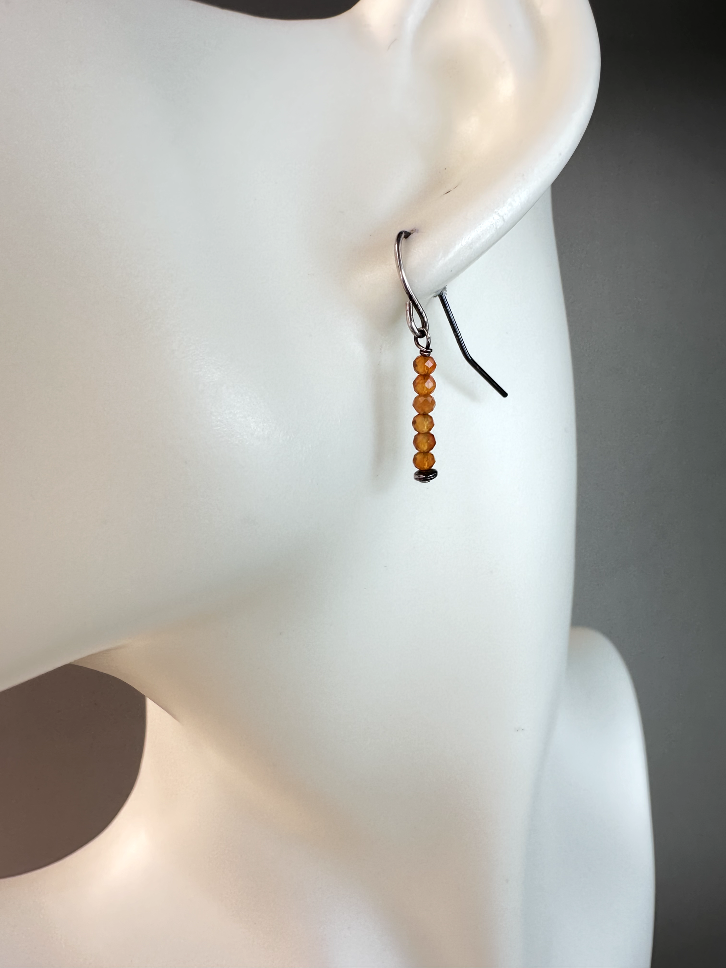 Carnelian Faceted Micro Bead | Sterling Silver Earrings