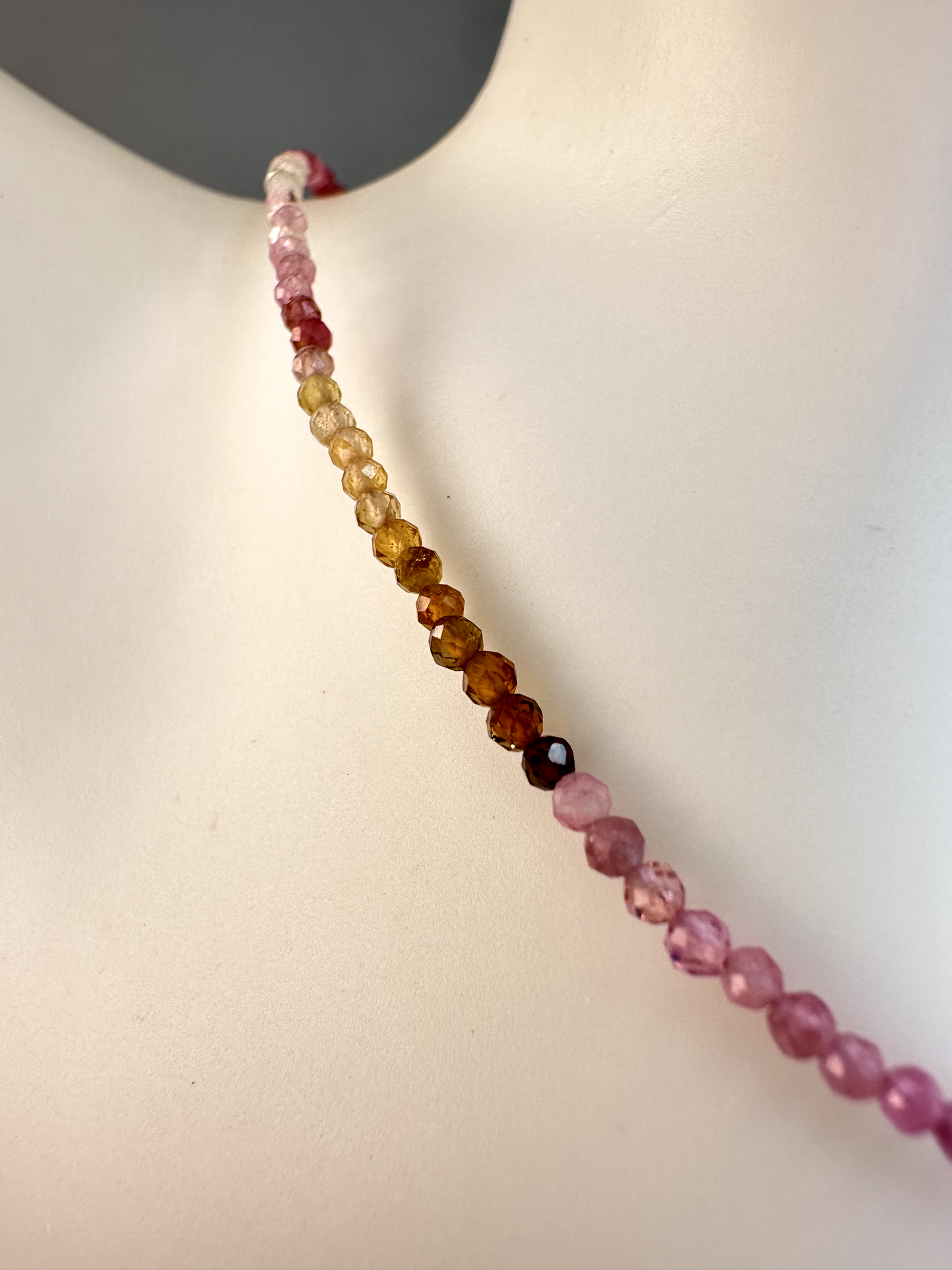 Watermelon Tourmaline Faceted Micro Beaded Choker | Sterling Silver
