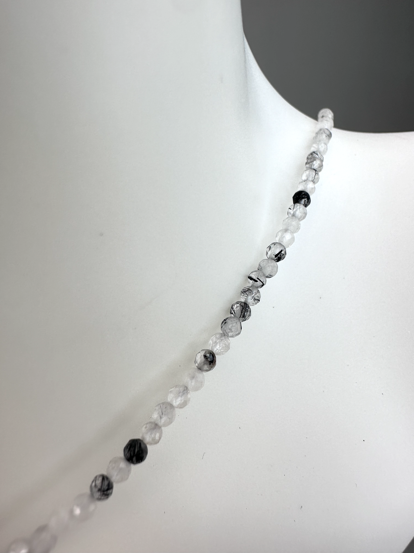 Tourmaline in Quartz Faceted Micro Beaded Choker | Sterling Silver