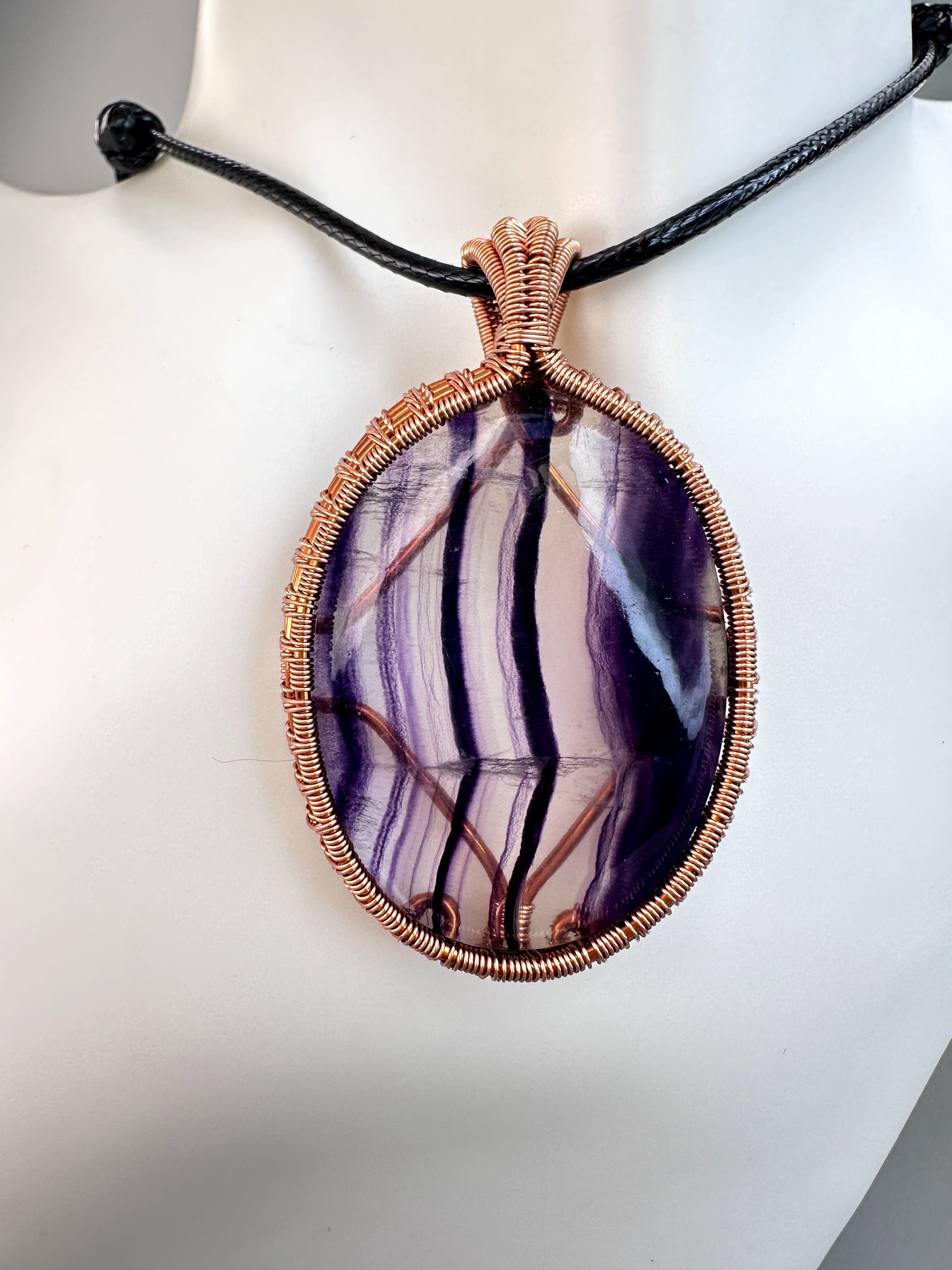 Wire Wrapped Copper Fluorite Pendant 3