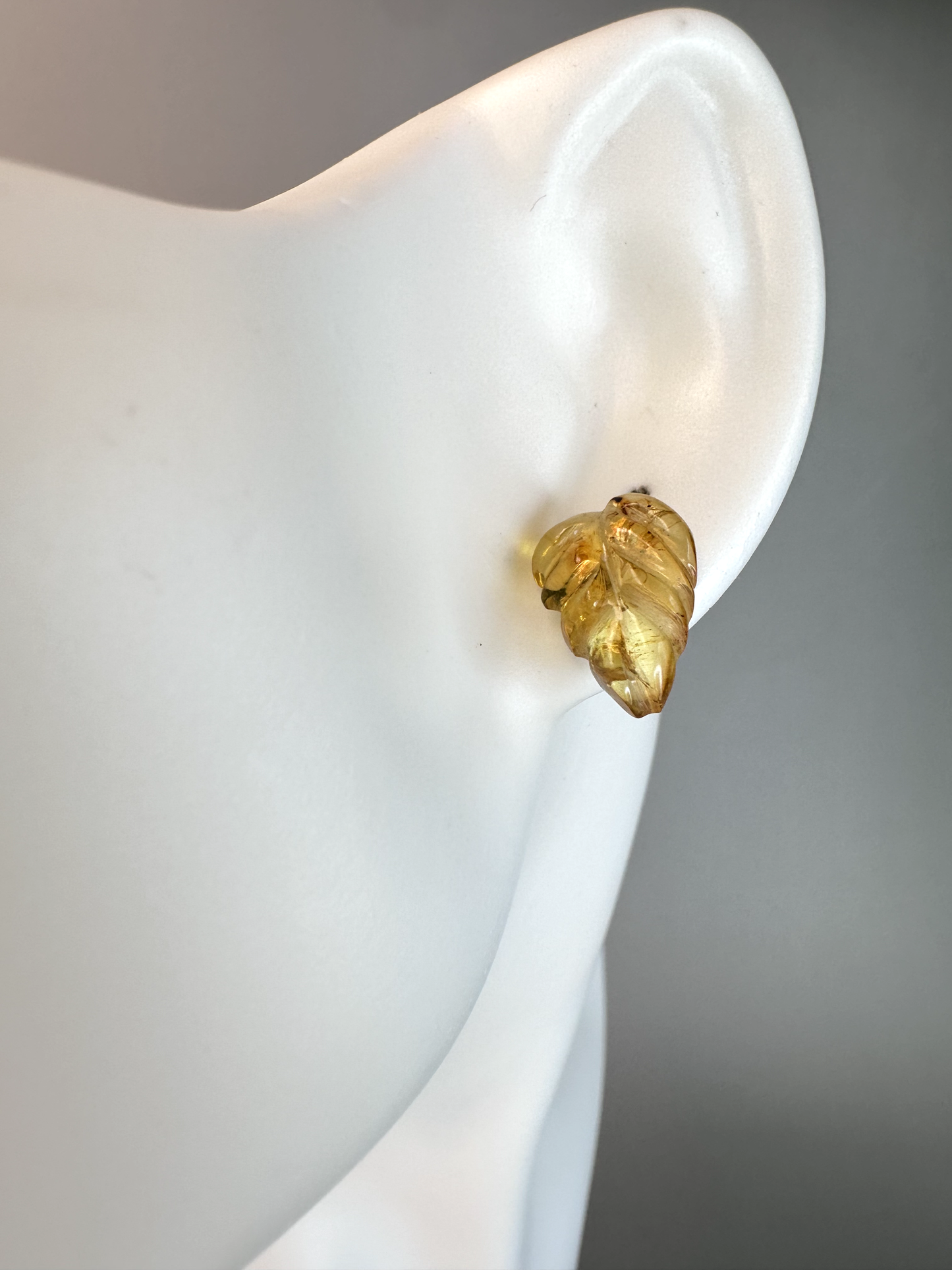 Amber Leaf Stud Earrings | S925