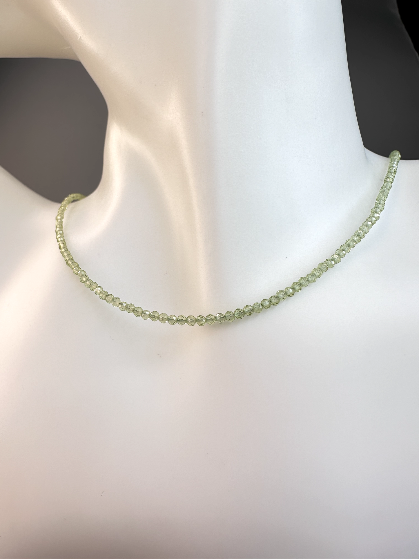 Peridot Faceted Micro Beaded Choker | Sterling Silver