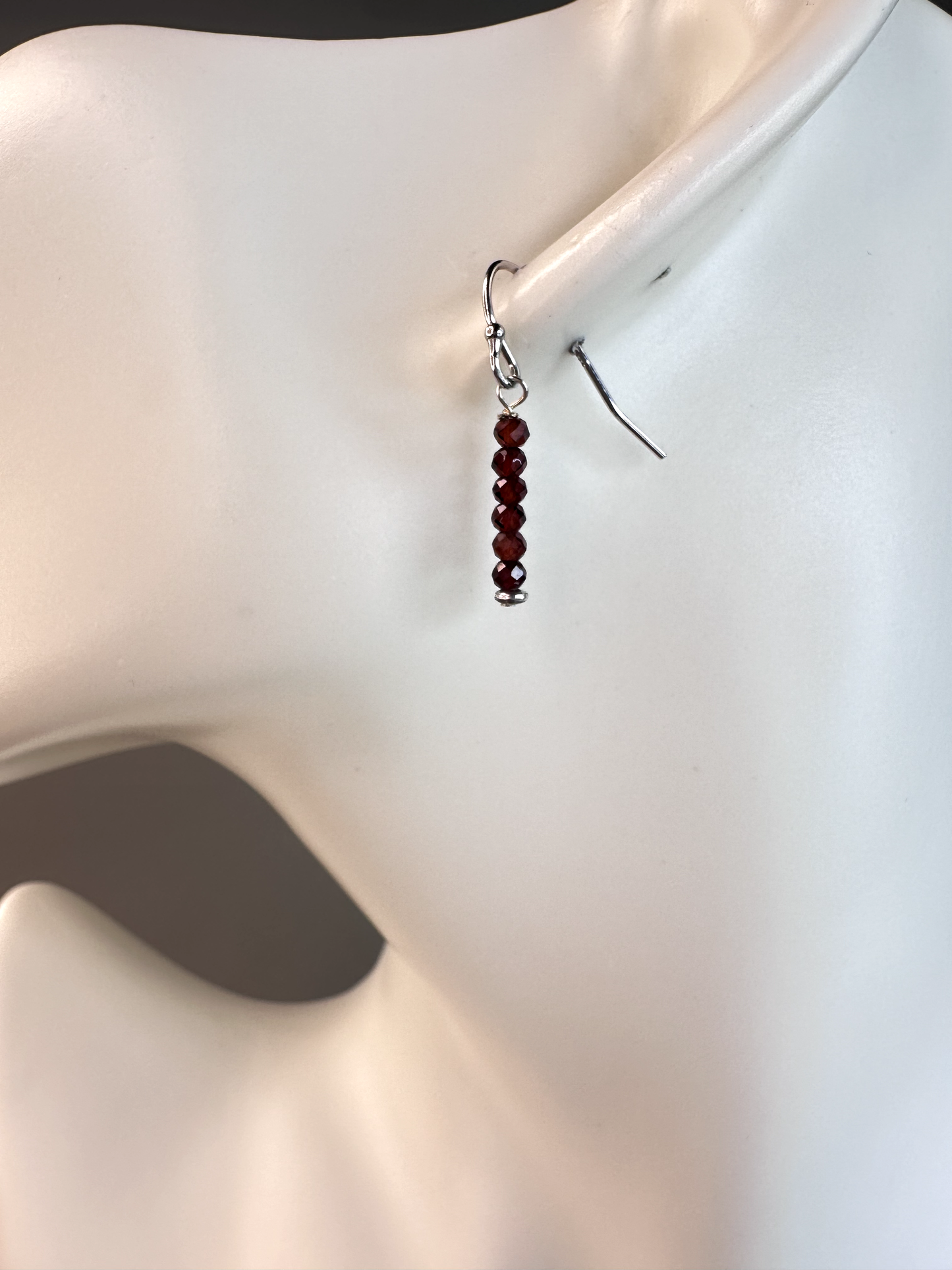 Garnet Faceted Micro Bead | Sterling Silver Earrings