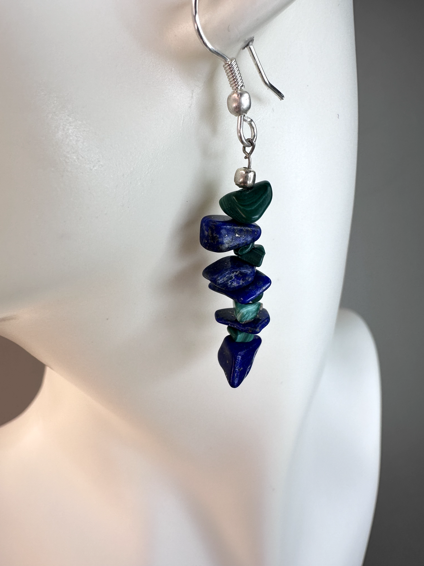Malachite x Lapis Chip | Sterling Silver Earrings