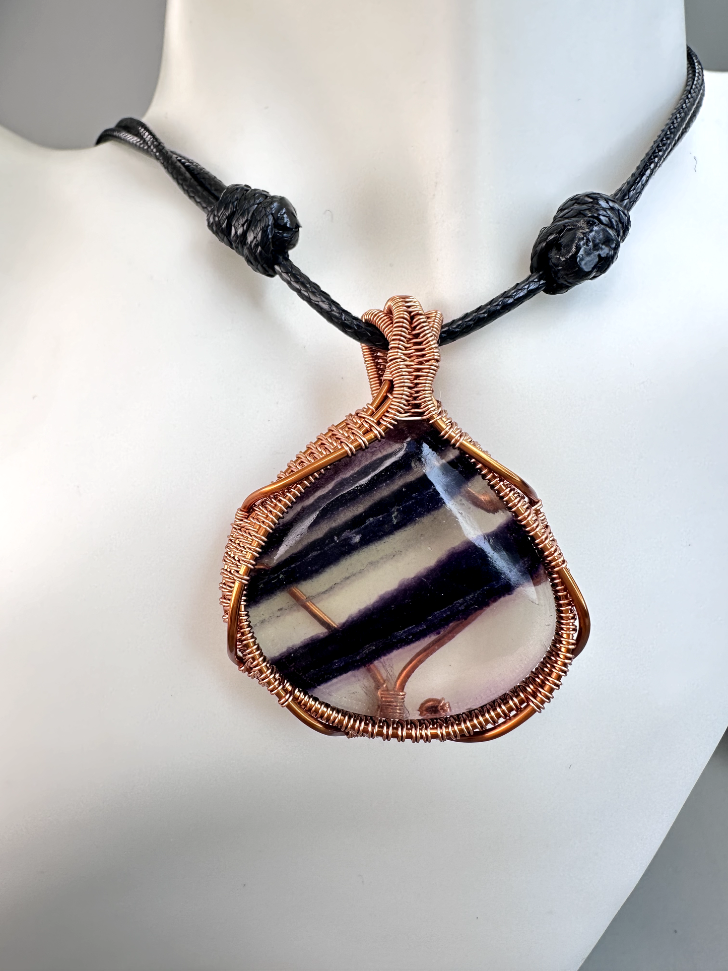 Wire Wrapped Copper Fluorite Pendant 4