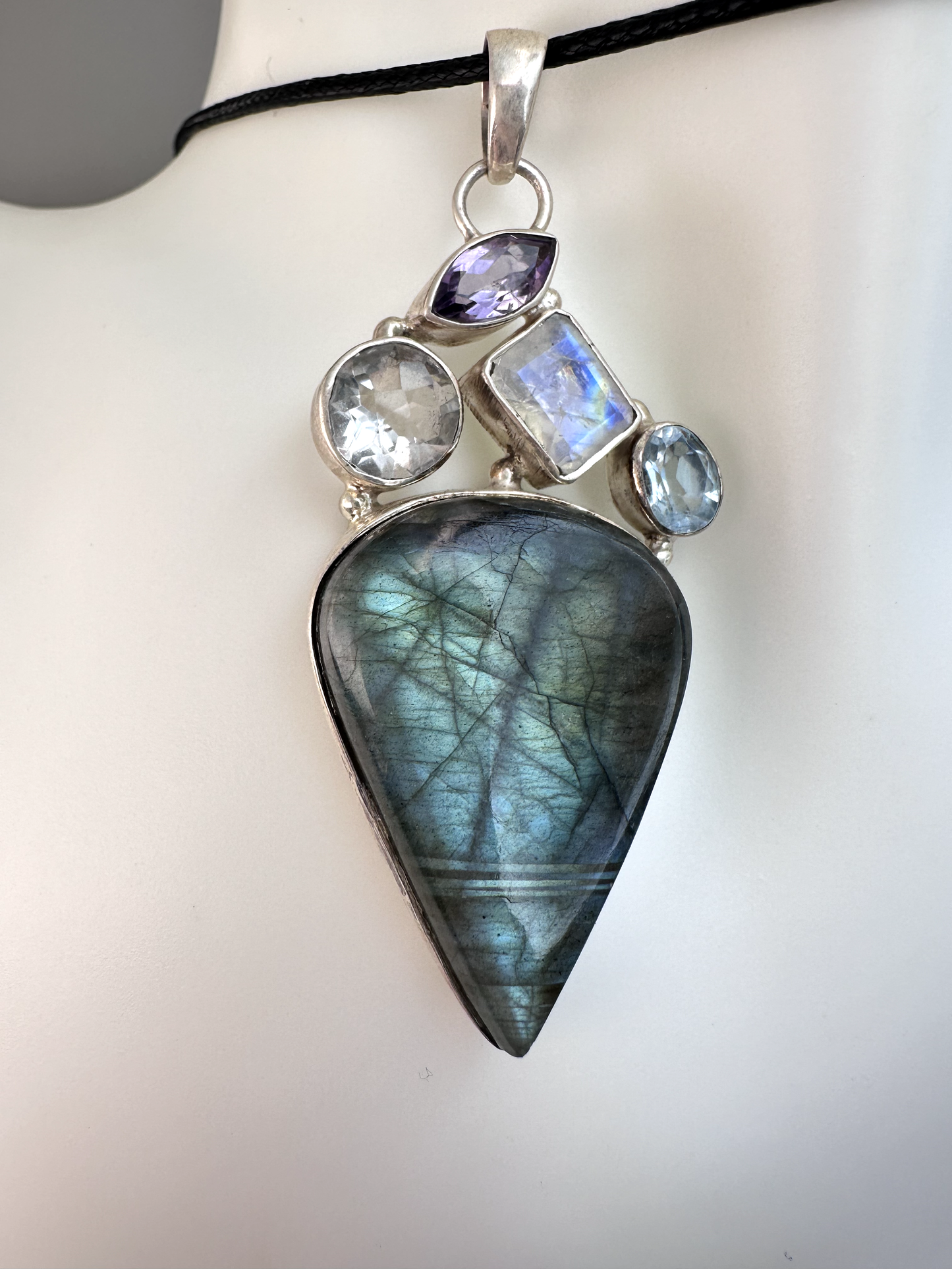 Labradorite Teardrop Pendant | Mixed Stones | S925