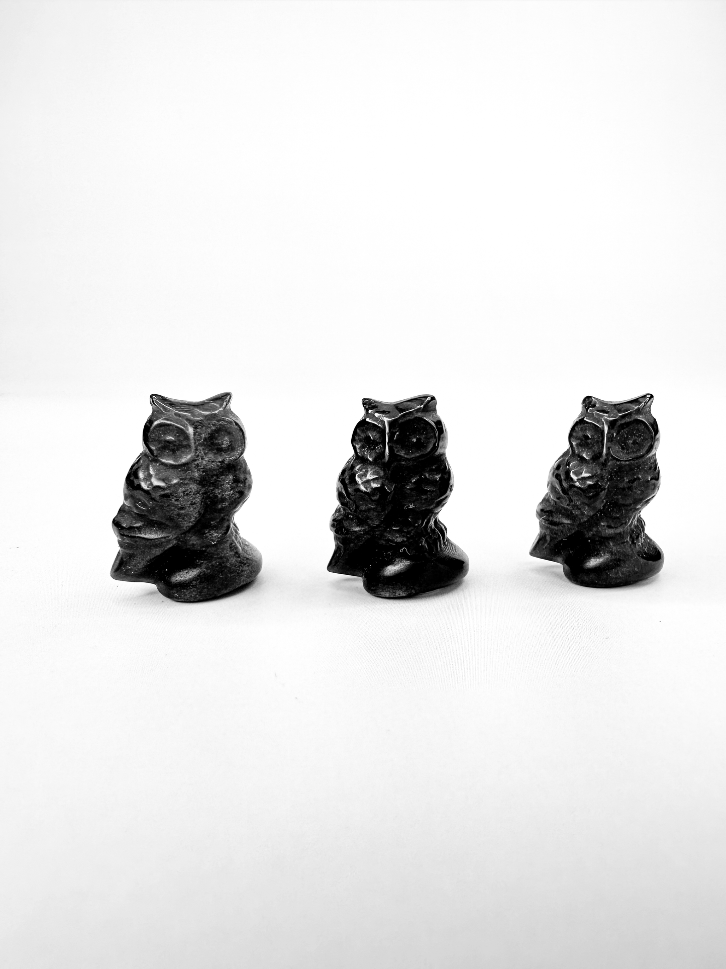 Silver Sheen Obsidian Owl *MINI*