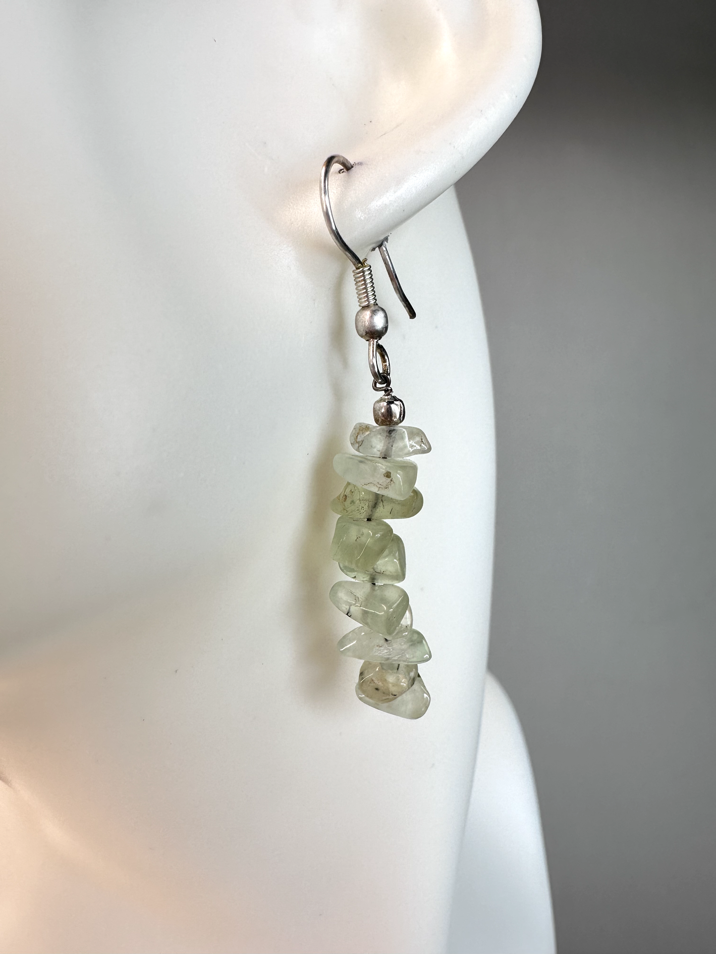 Prehnite w/ Epidote Chip | Sterling Silver Earrings
