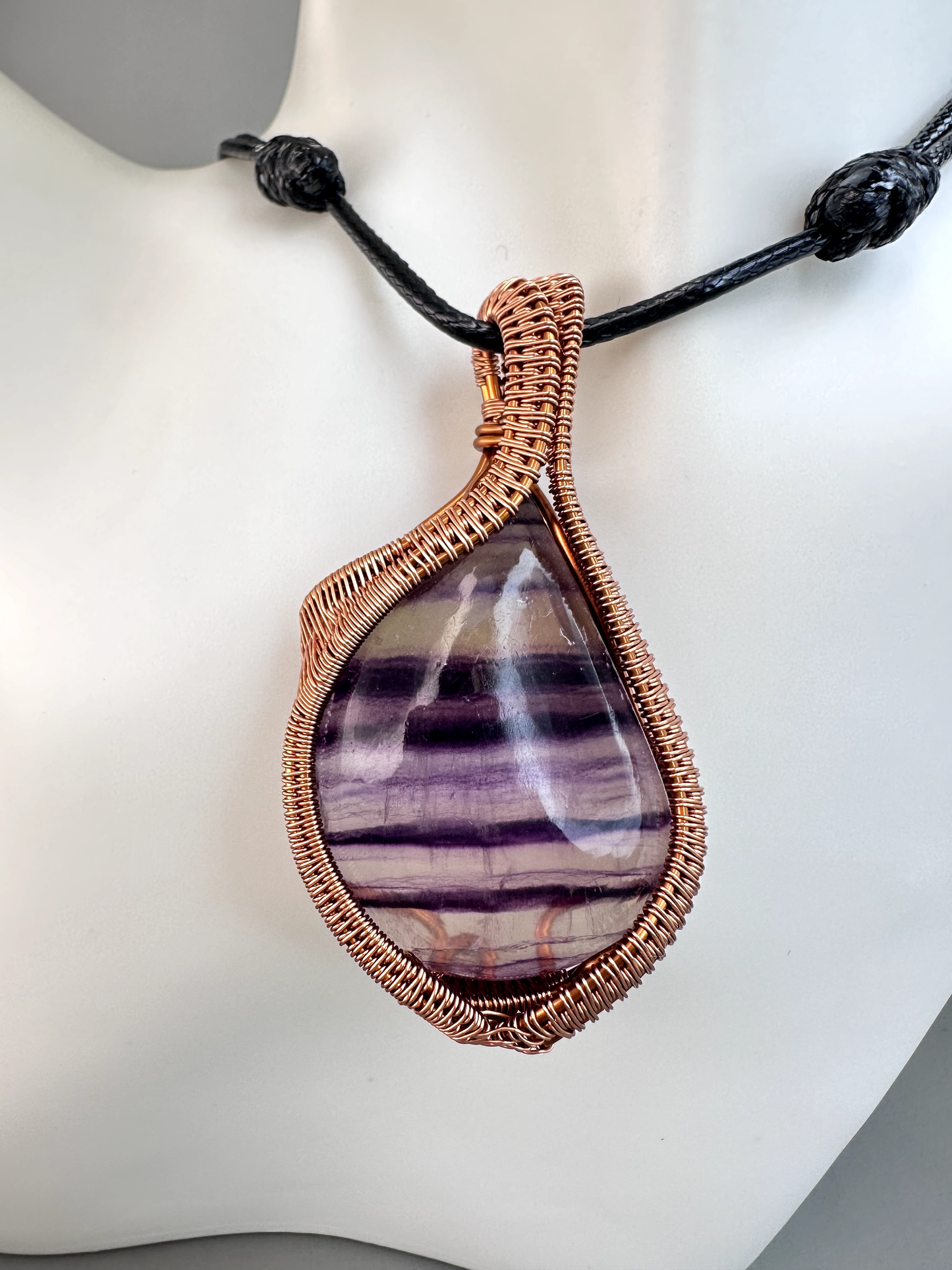 Wire Wrapped Copper Fluorite Pendant 5