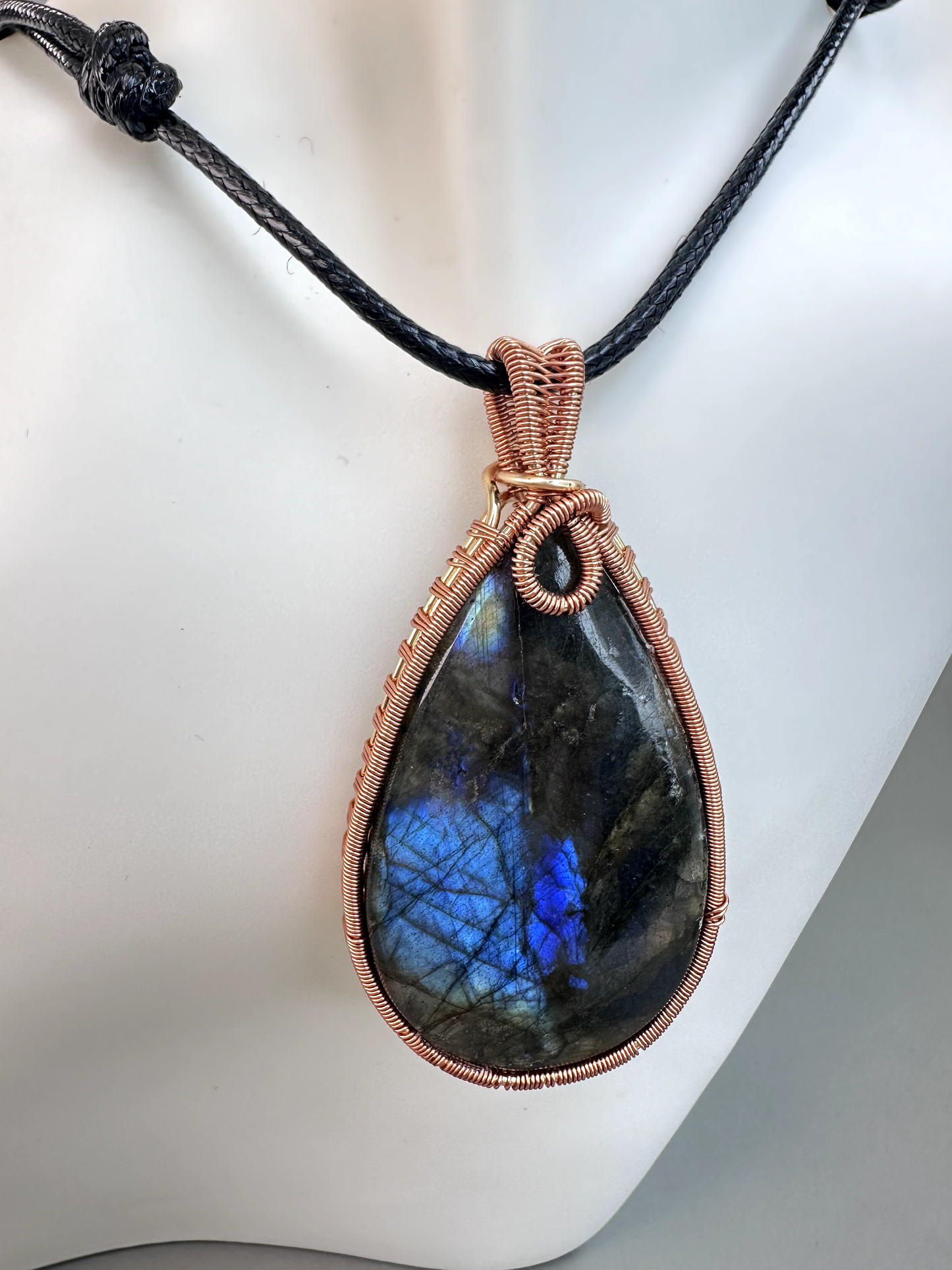Wire Wrapped Copper Labradorite Pendant 1 | Flashy