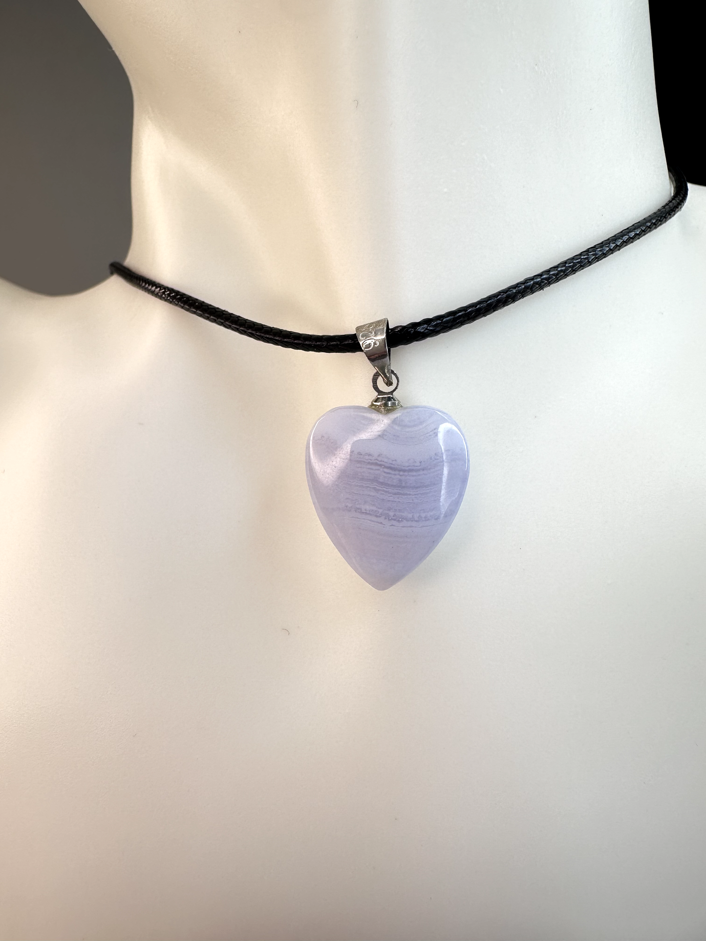 Blue Lace Agate Heart Pendant 2 | S925 *RARE*