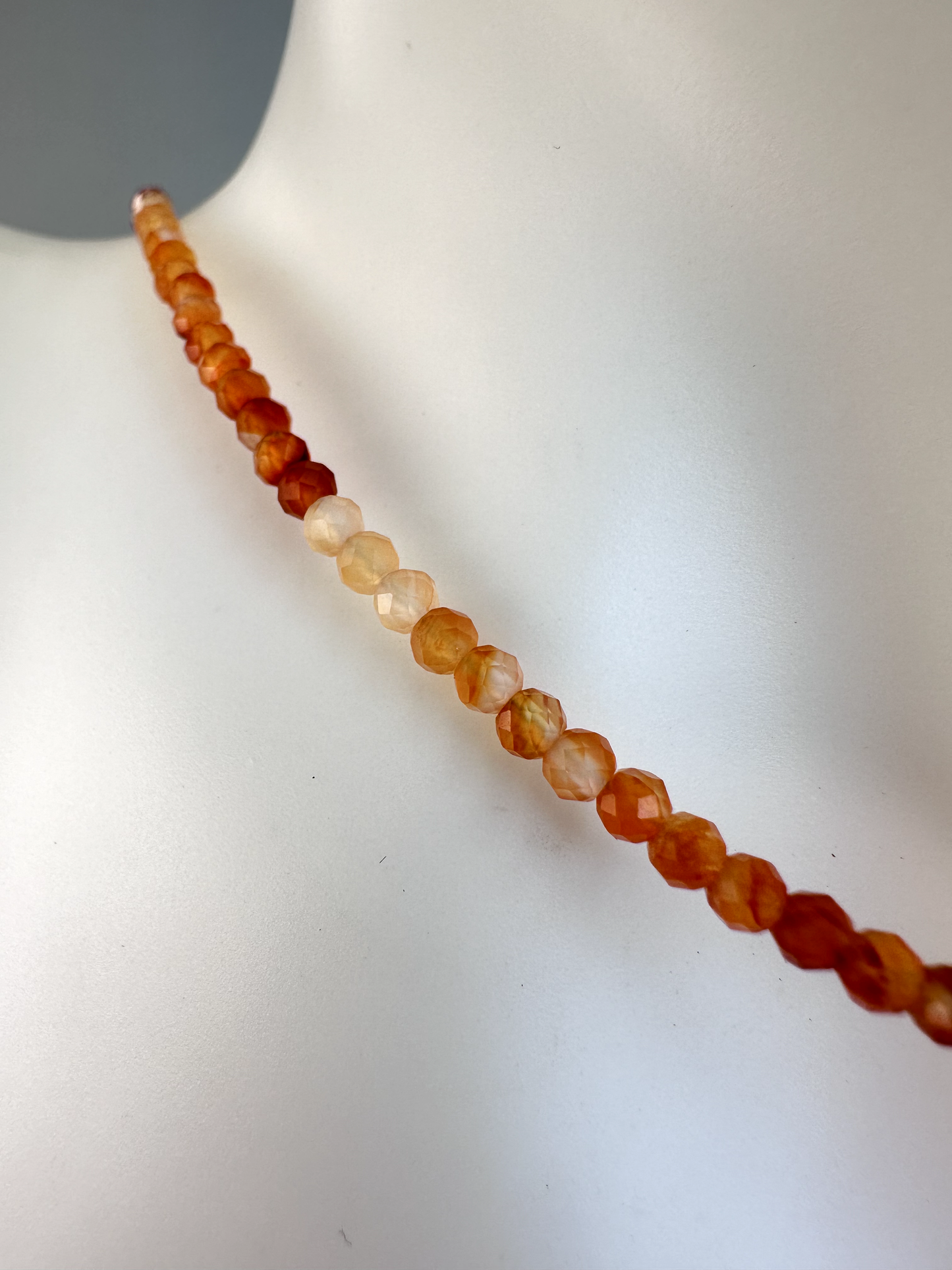 Carnelian Faceted Micro Beaded Choker | Sterling Silver